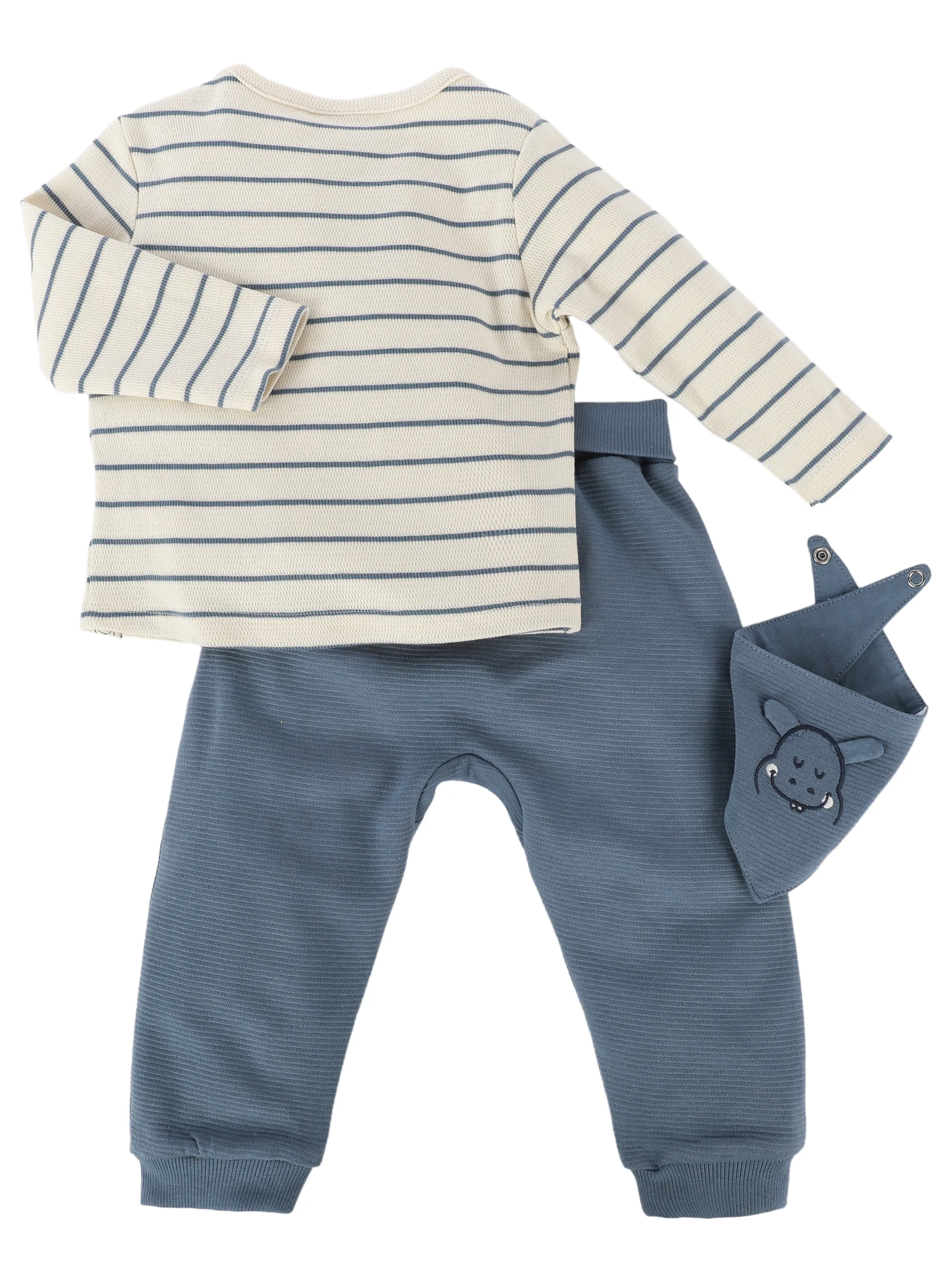 Bubble Gum BJ Set Longsleeve gestreift, Hose uni + Halstuch Blau 921560 BL 2