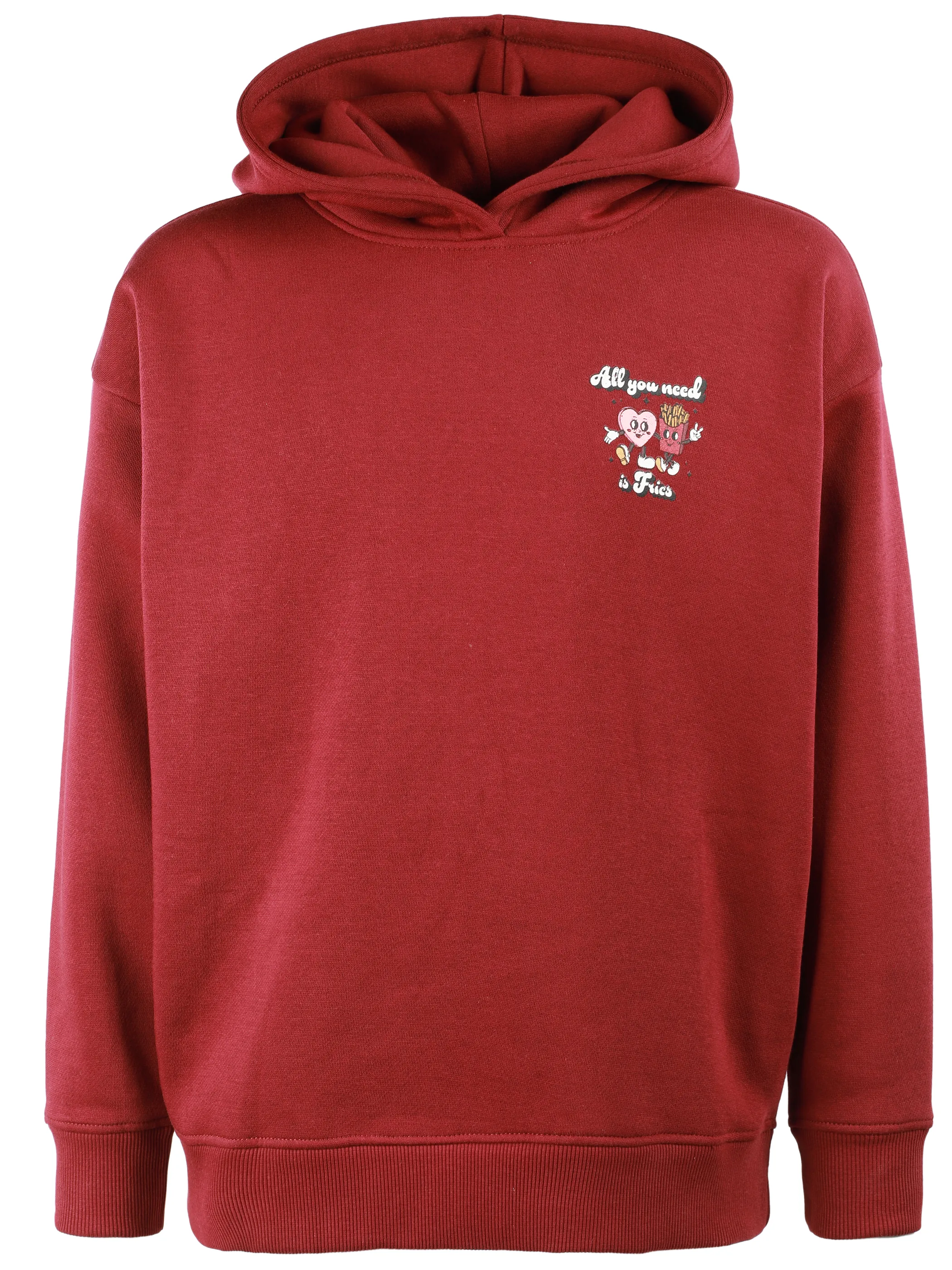 One Way JM Hoodie "All you need is Fries" Backprint in rot Rot 916194 BORDEAUX 1 One Way JM Hoodie "All you need is Fries" Backprint in rot Rot 916194 BORDEAUX 1