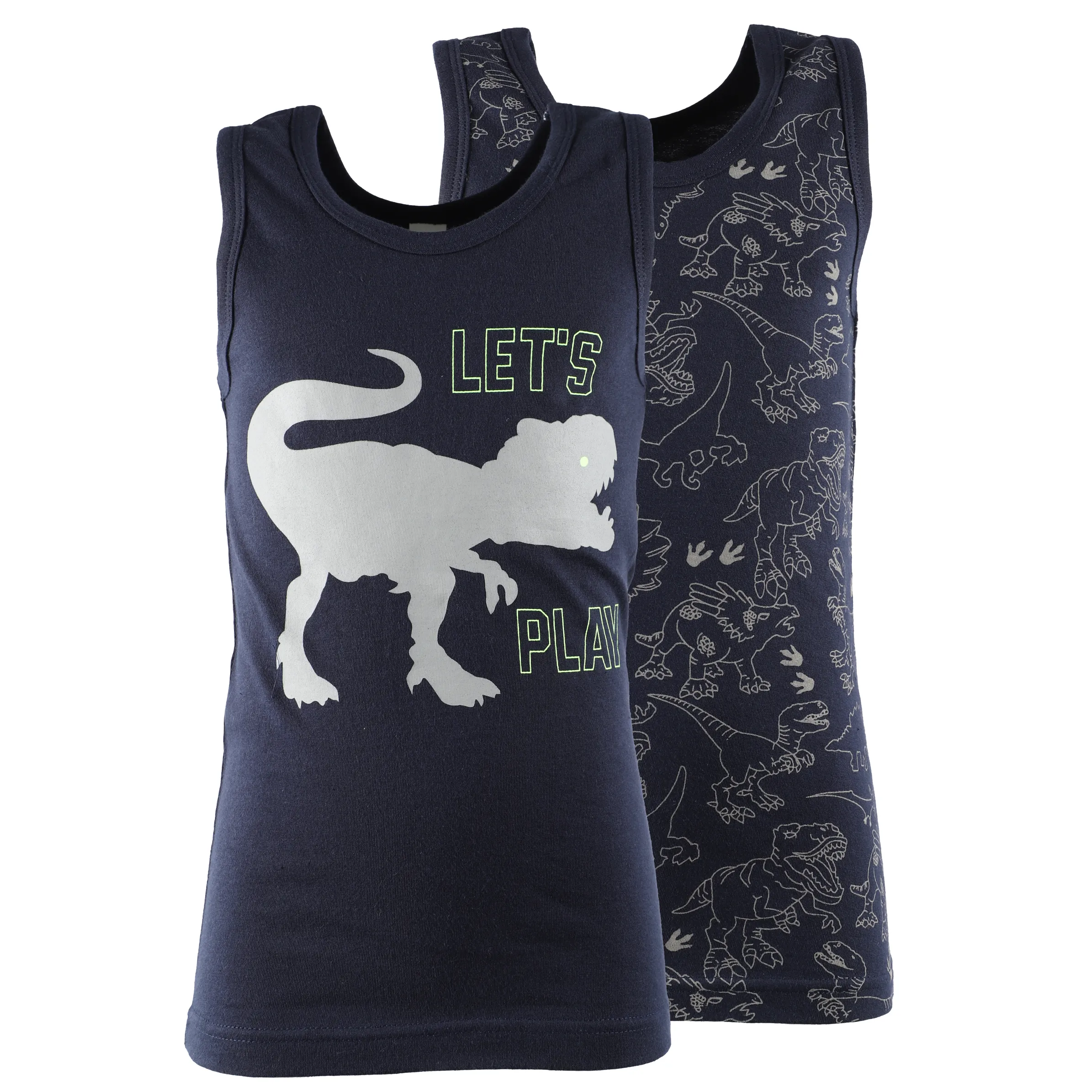 Stop + Go KJ Unterhemd Dino 2er Set Blau 881326 NAVY 1