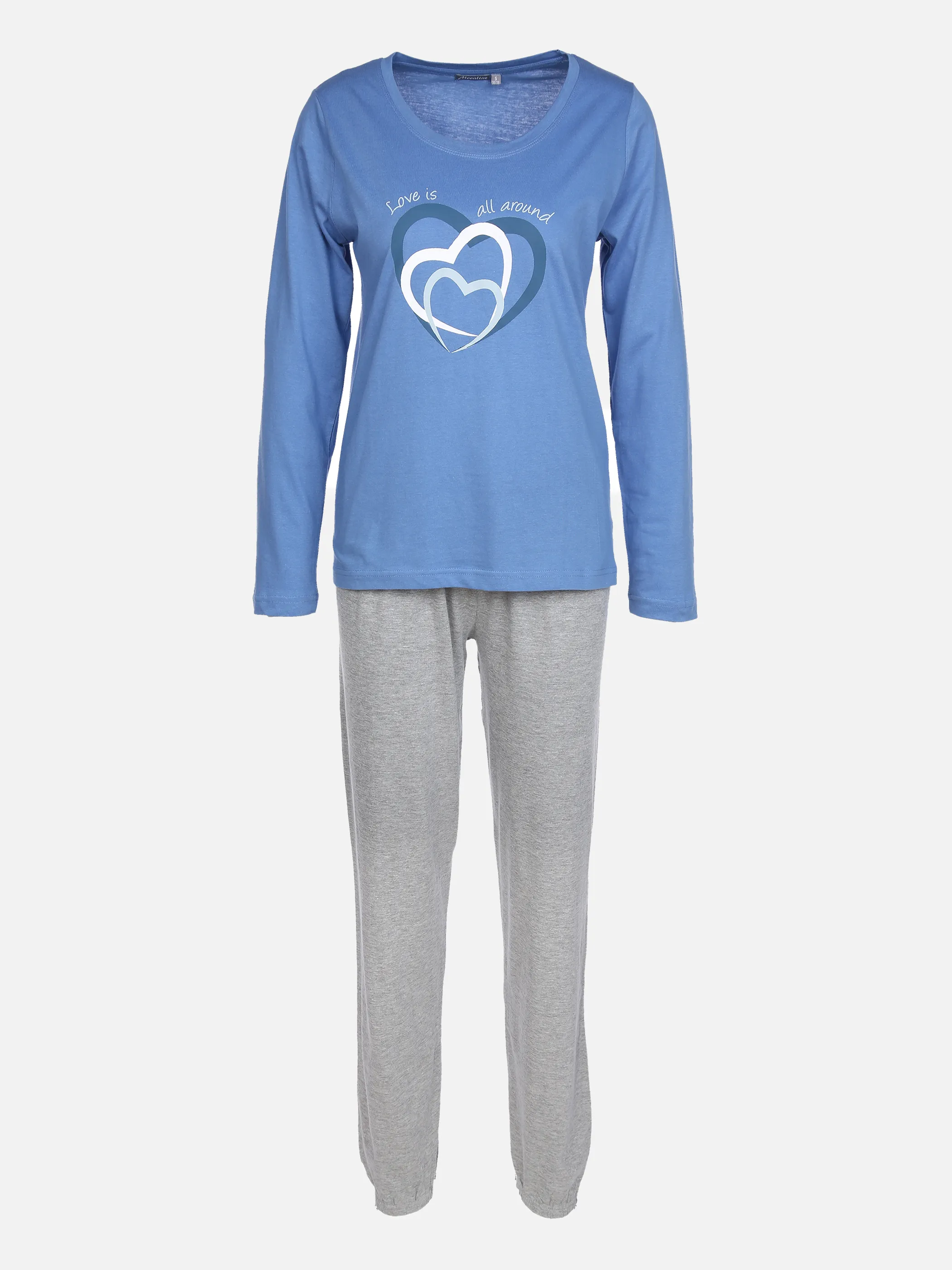 Da. Pyjama lang mit Druck Blau 858167 BLAU 1