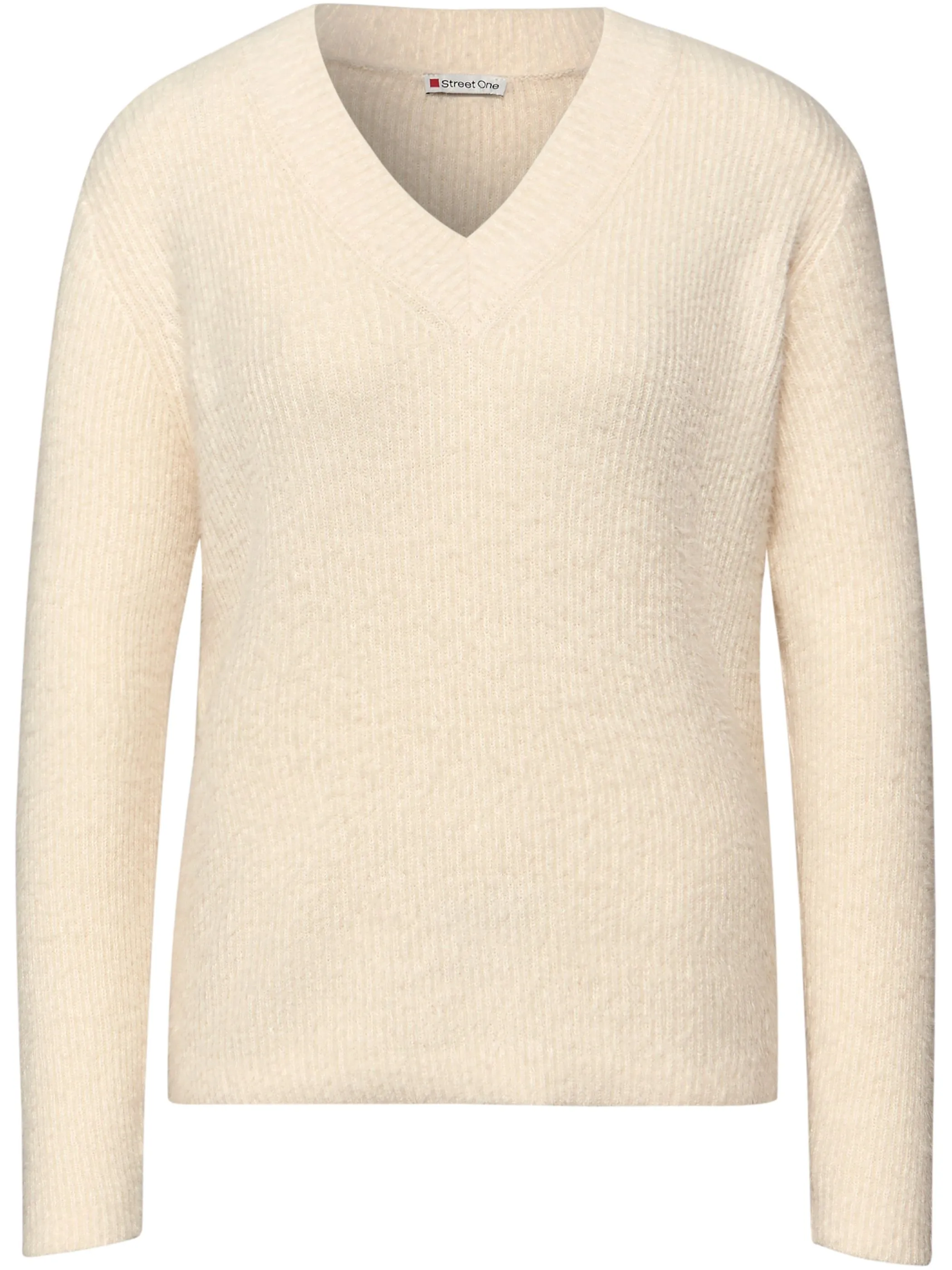 Street One A303433 LTD QR_fluffy v-neck sweater Beige 926179 16351 1