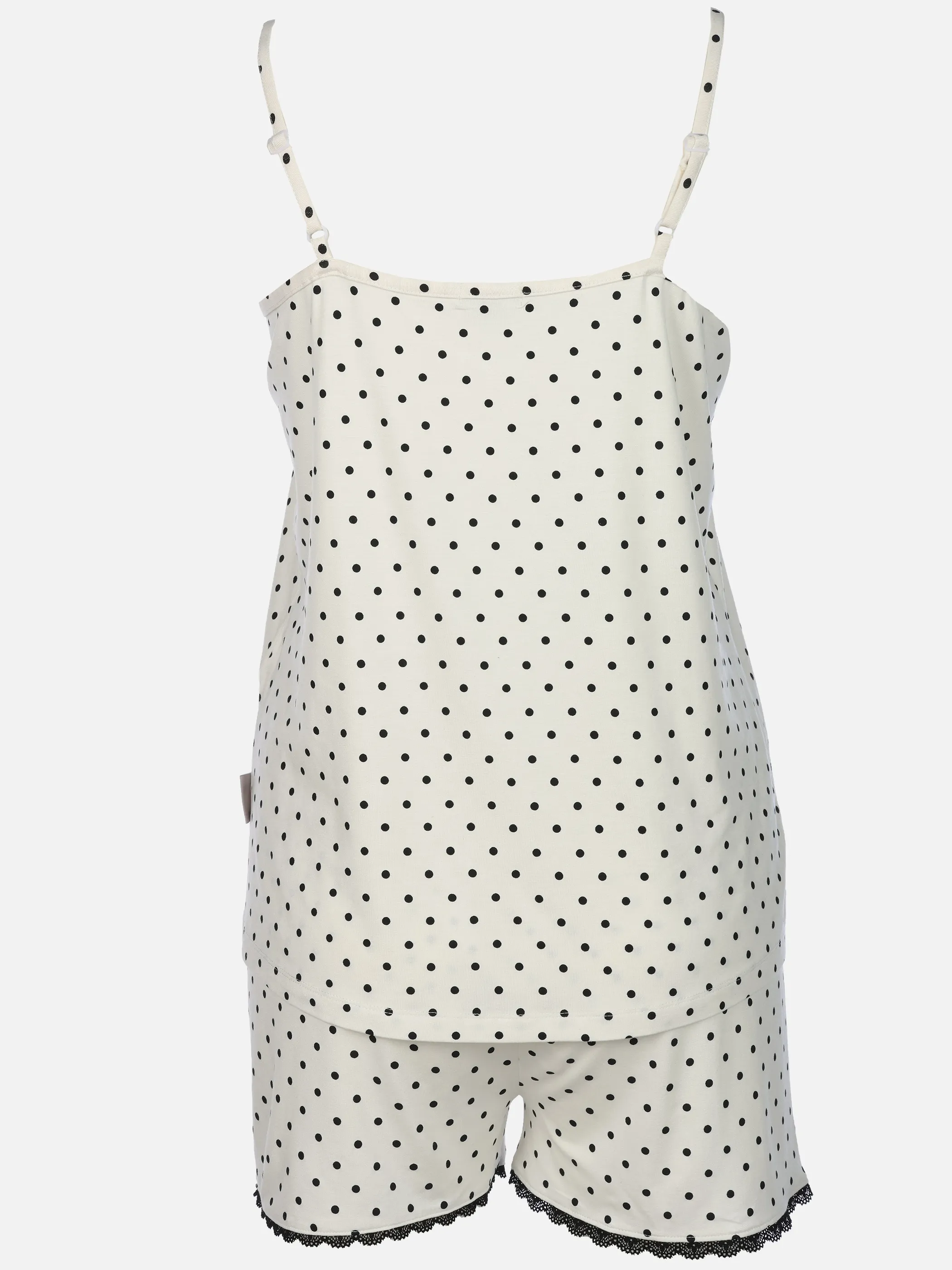 Sure Da. shorty pyjama set mit punkten Weiß 924010 ECRU/BLACK 2