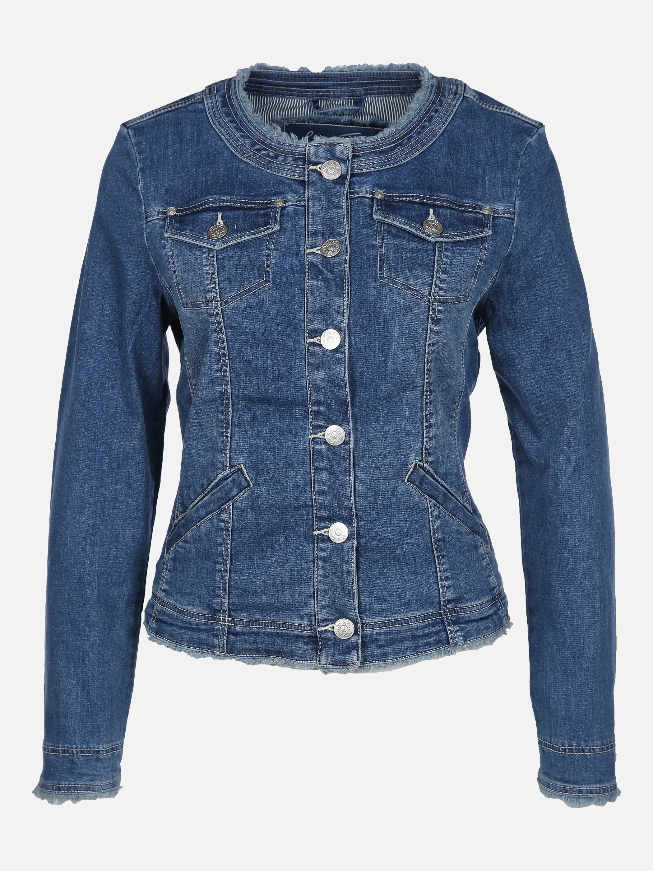 Lisa Tossa Da-Jeansjacke m. Fransenkanten Blau 848365 MID BLUE 1
