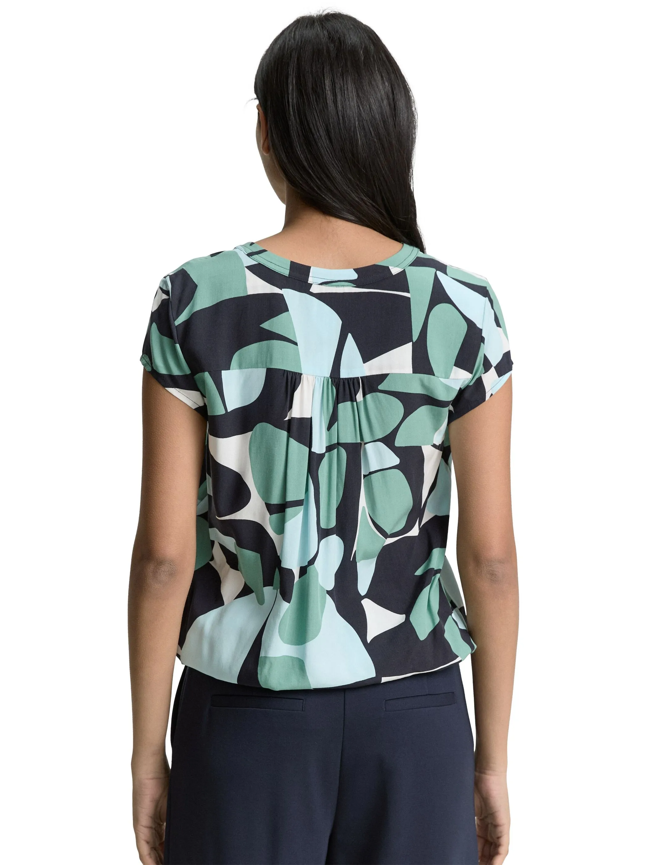 Tom Tailor 1045238 NOS blouse printed shortsleeve Grün 905962 37800 2