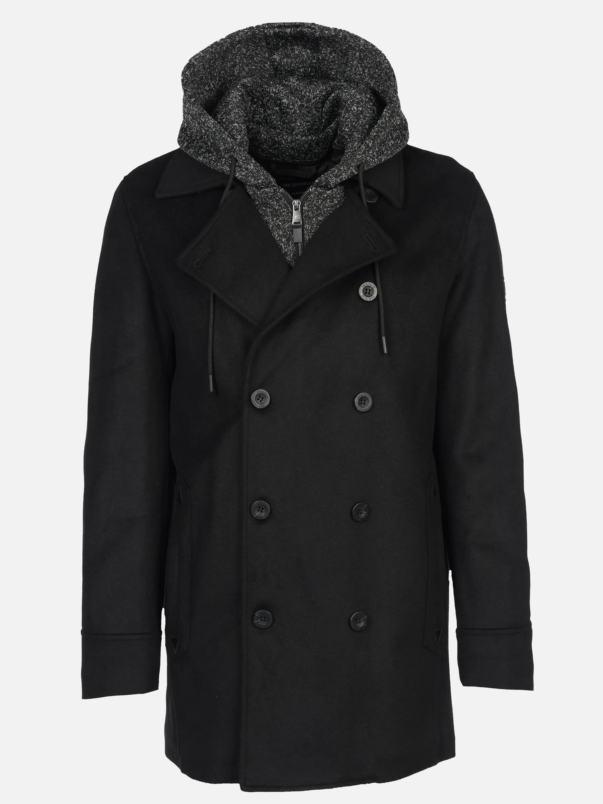 Jim Spencer He. Wollmantel Caban Kapuze Schwarz 918287 SCHWARZ 1