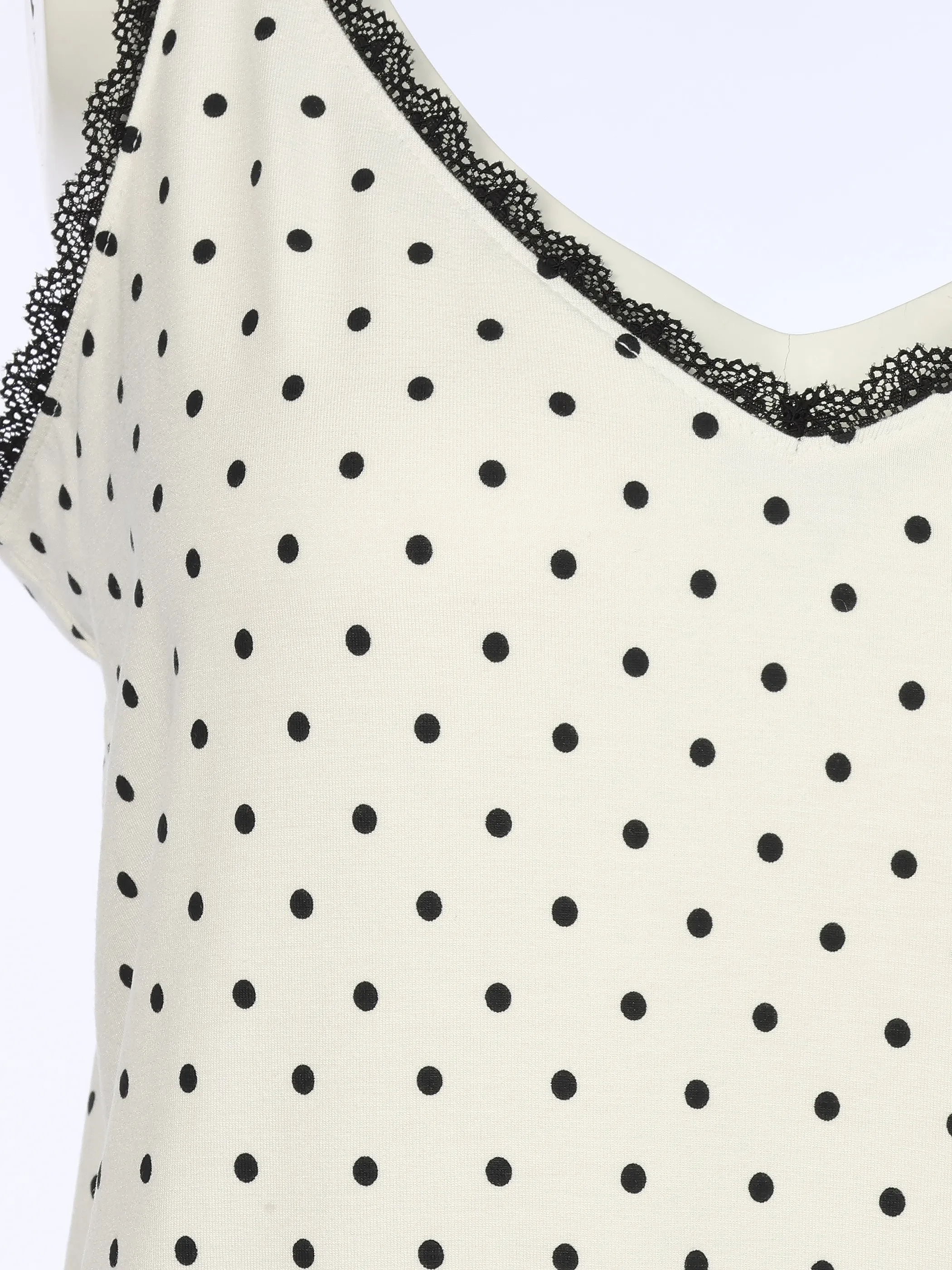 Sure Da. Nachttshirt mit kleinen punkten Weiß 924011 ECRU/BLACK 3