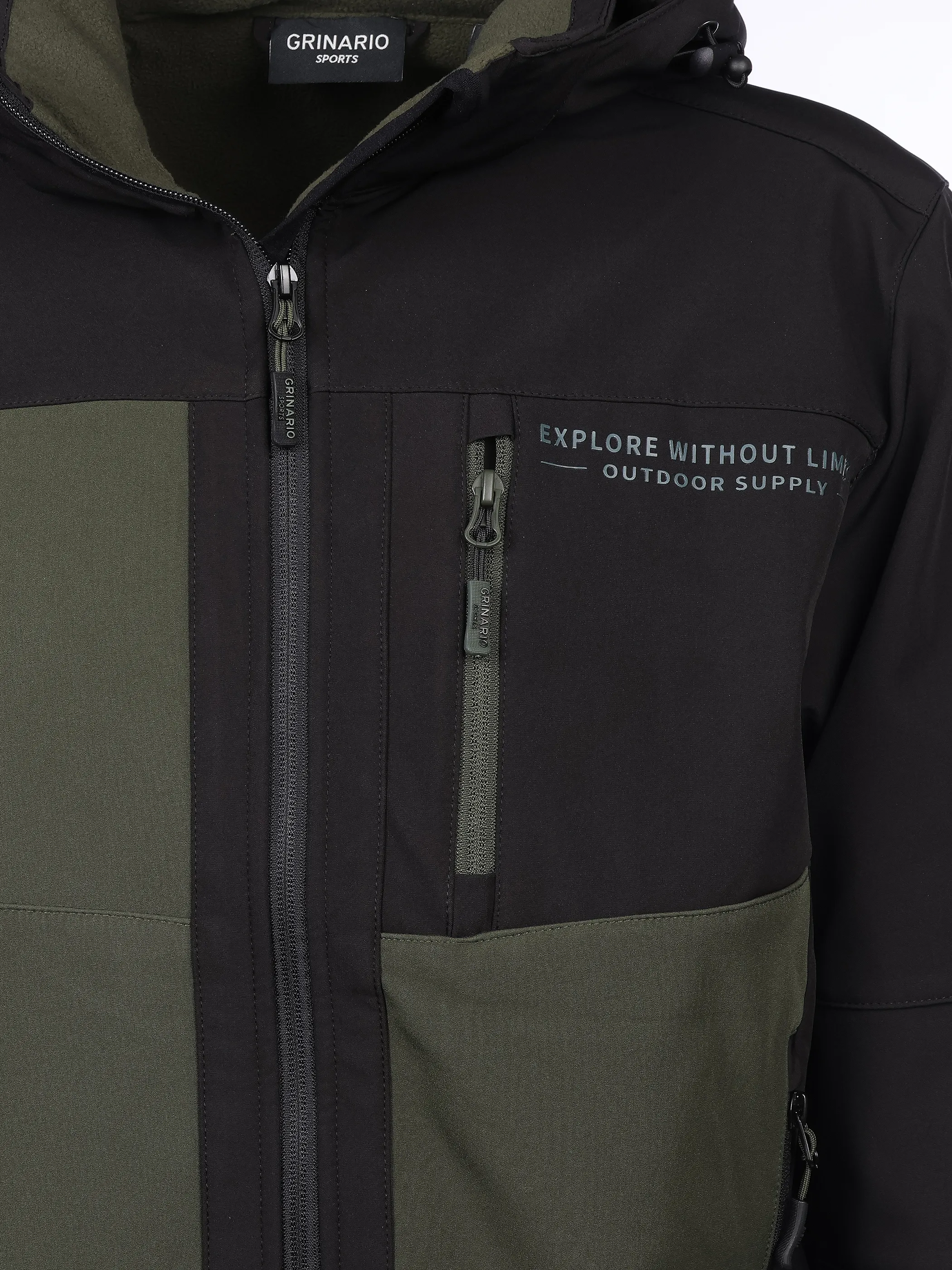 Grinario Sports He-Softshelljacke, m. Fleece u. Kapuze Schwarz 928450 BLK/DUFFLE 4