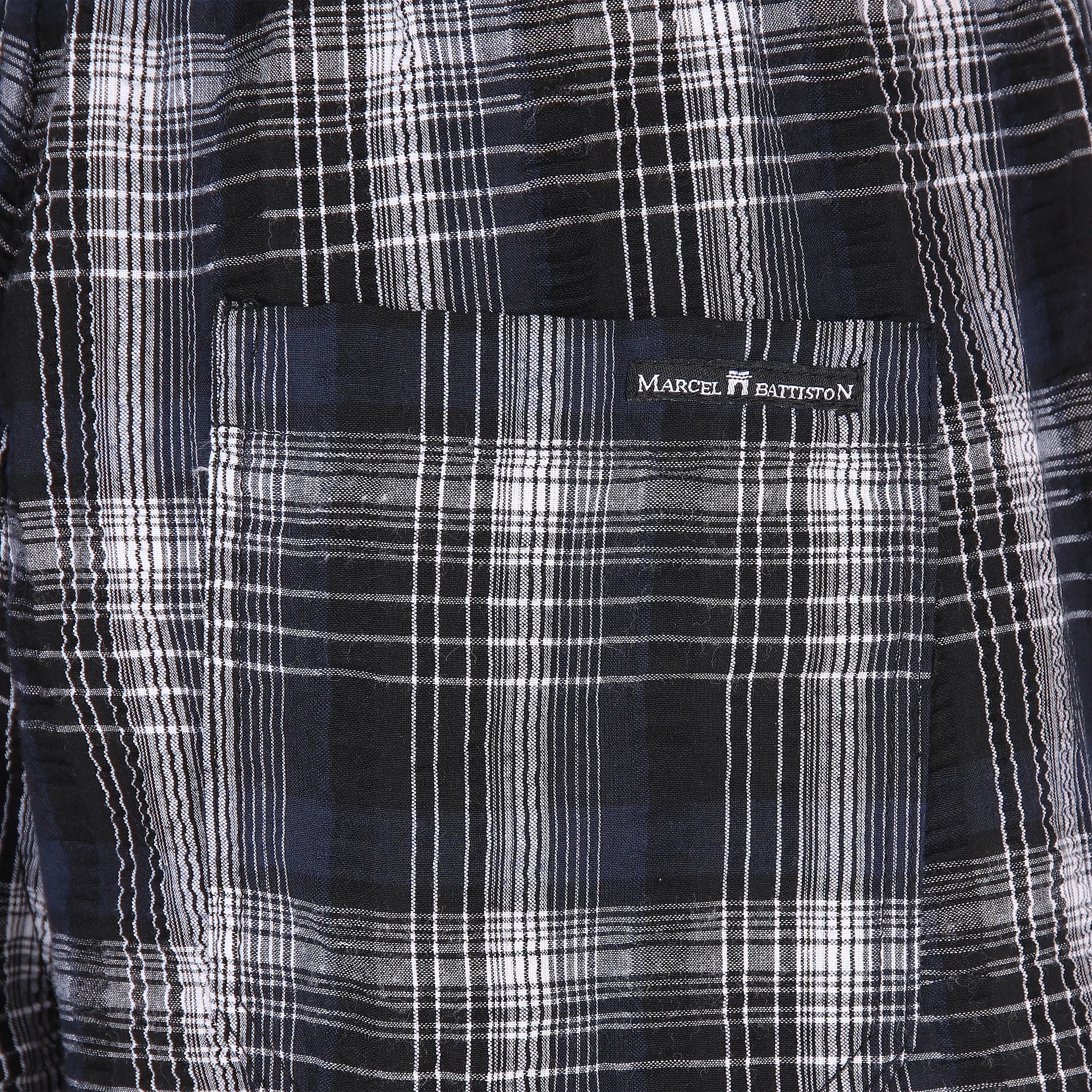 Marcel Battiston He. Seersucker Short Schwarz 810438 BLACK NAVY 3