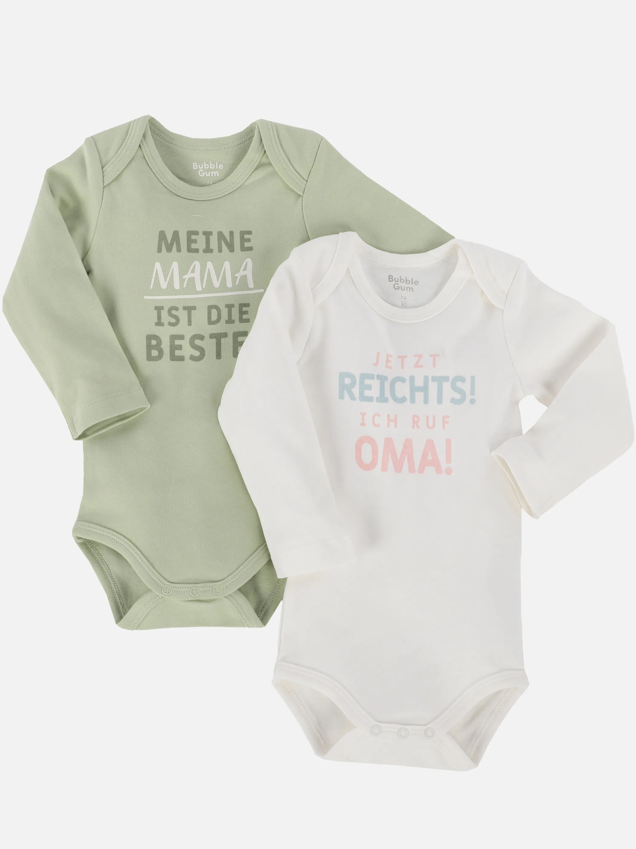 Bubble Gum BM 2er Pack Sprüchebodies langarm in weiß/grün Weiß 908466 WEIß/GRÜN 1