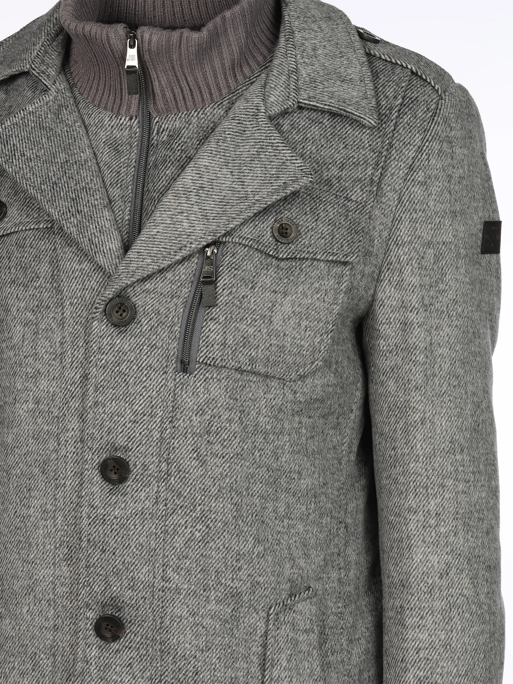 Jim Spencer He. Wollmantel 2in1 Epolette Grau 918286 GRAU 4