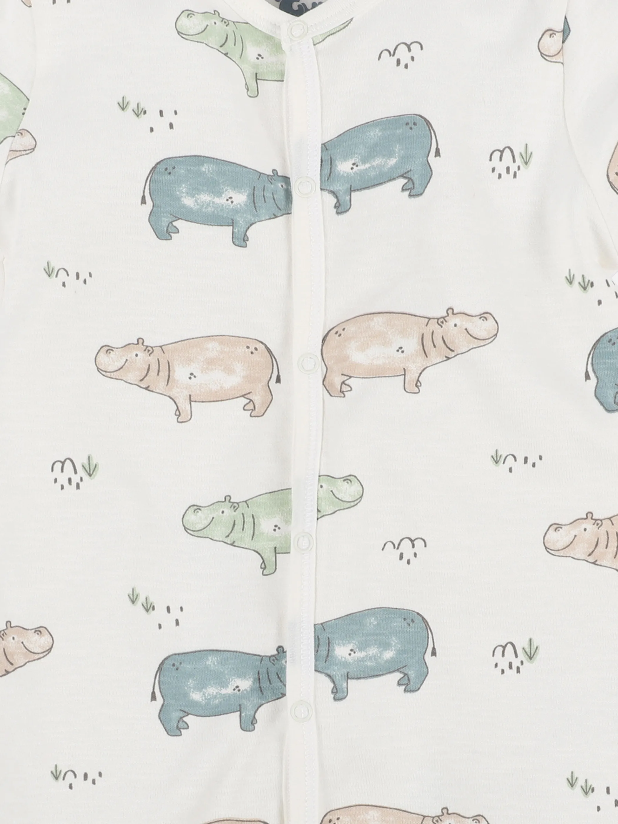 Bubble Gum BU kurzarm Strampler shorty mit Nilpferd AOP Weiß 890930 WEIß 3 Bubble Gum BU kurzarm Strampler shorty mit Nilpferd AOP Weiß 890930 WEIß 3