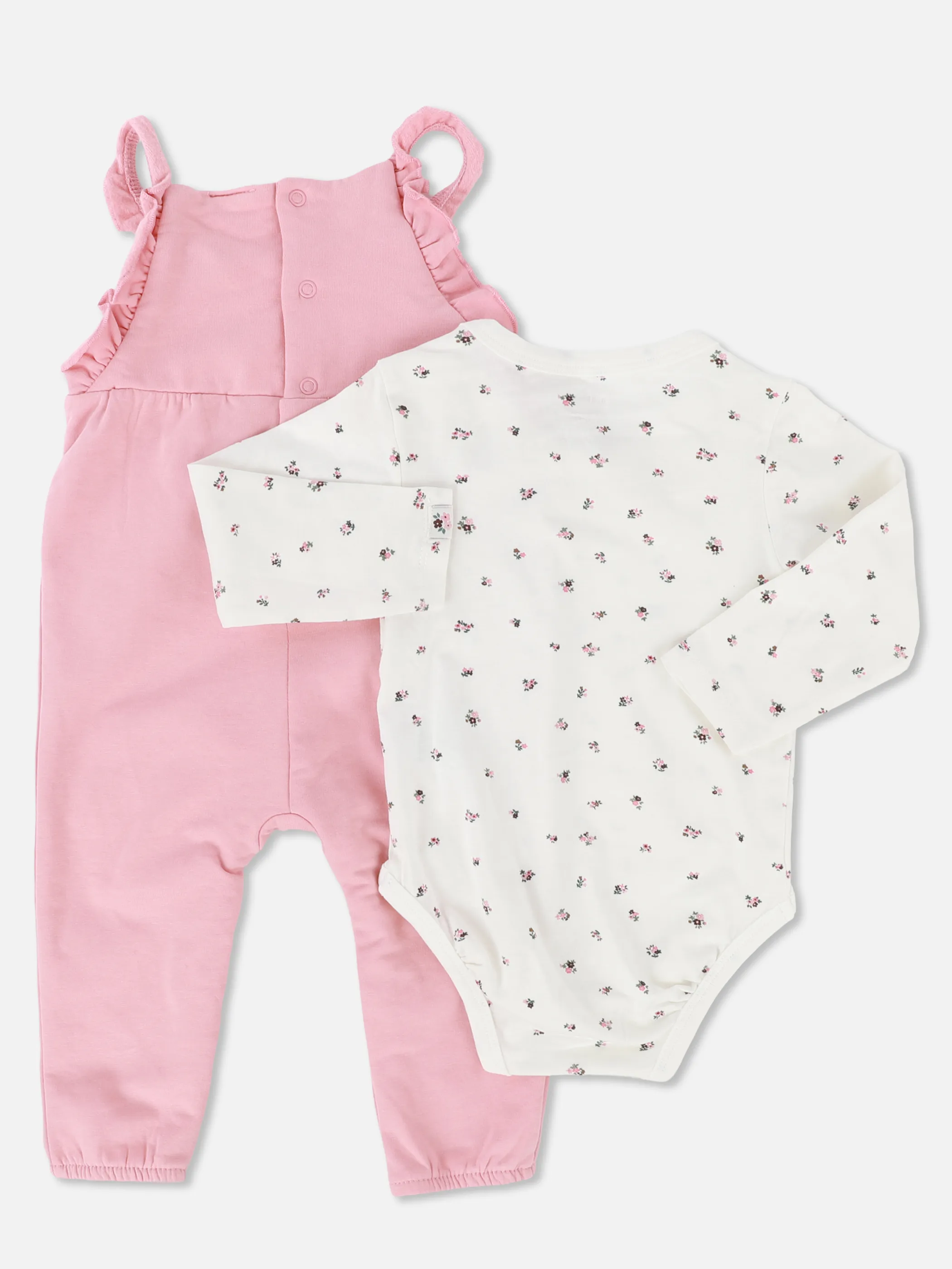 Bubble Gum BM 2pcs Set Strampler rosa/weiß Blumen Print Rosa 929688 PEACHSKIN 3