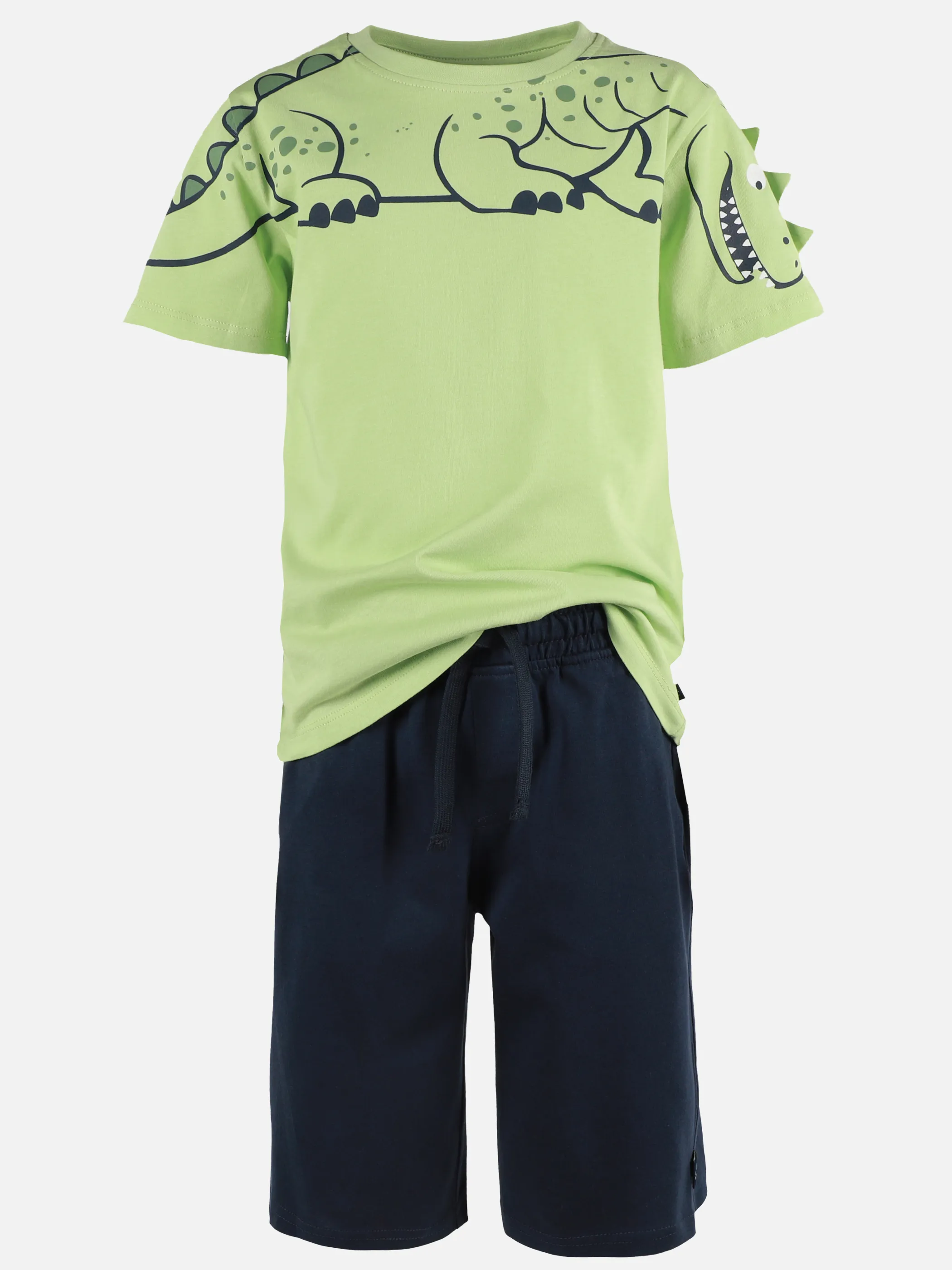Bubble Gum KJ Set T-Shirt mit Dinoprint und Sweatbermuda Grün 907420 GRÜN/BLAU 1