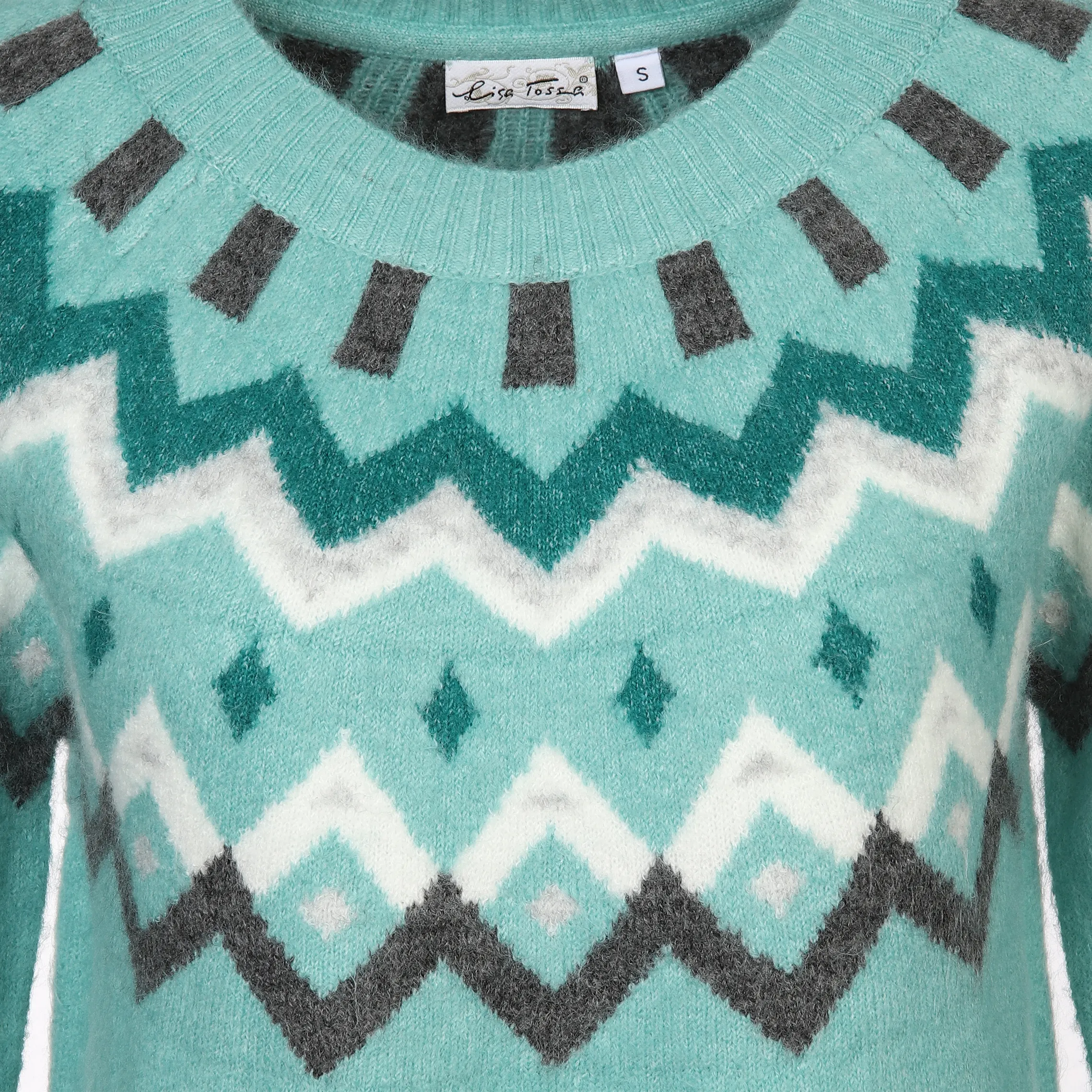 Lisa Tossa Da-Pullover m. Norwegerstrick Türkis 881795 PETROL GEM 3