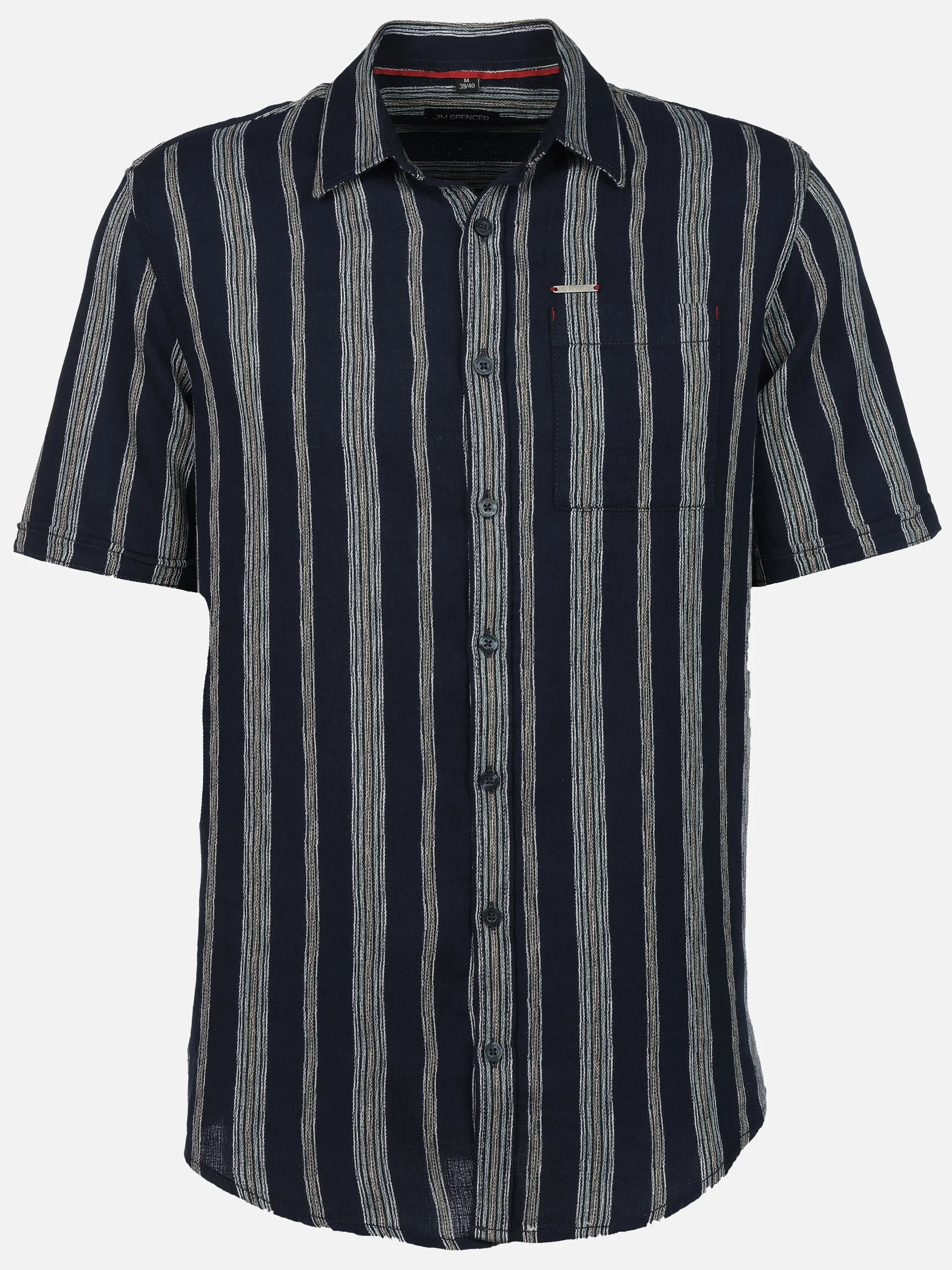 Jim Spencer He. Jaquardhemd 1/2 Arm Resort Blau 925085 NAVY STRIP 1