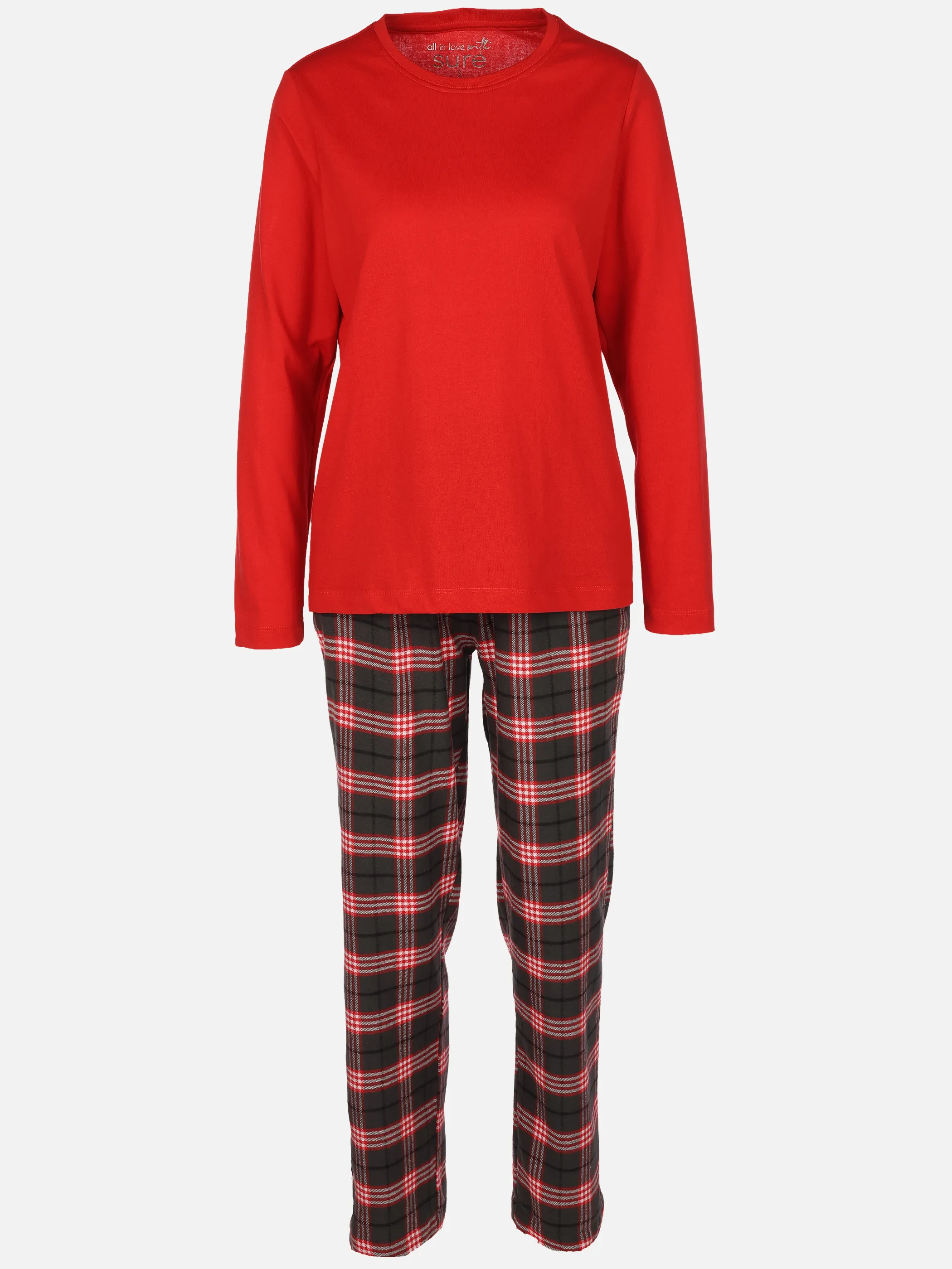 Sure Da. Pyjama Flanell Hose Karo Schwarz 929614 SCHWARZ 1
