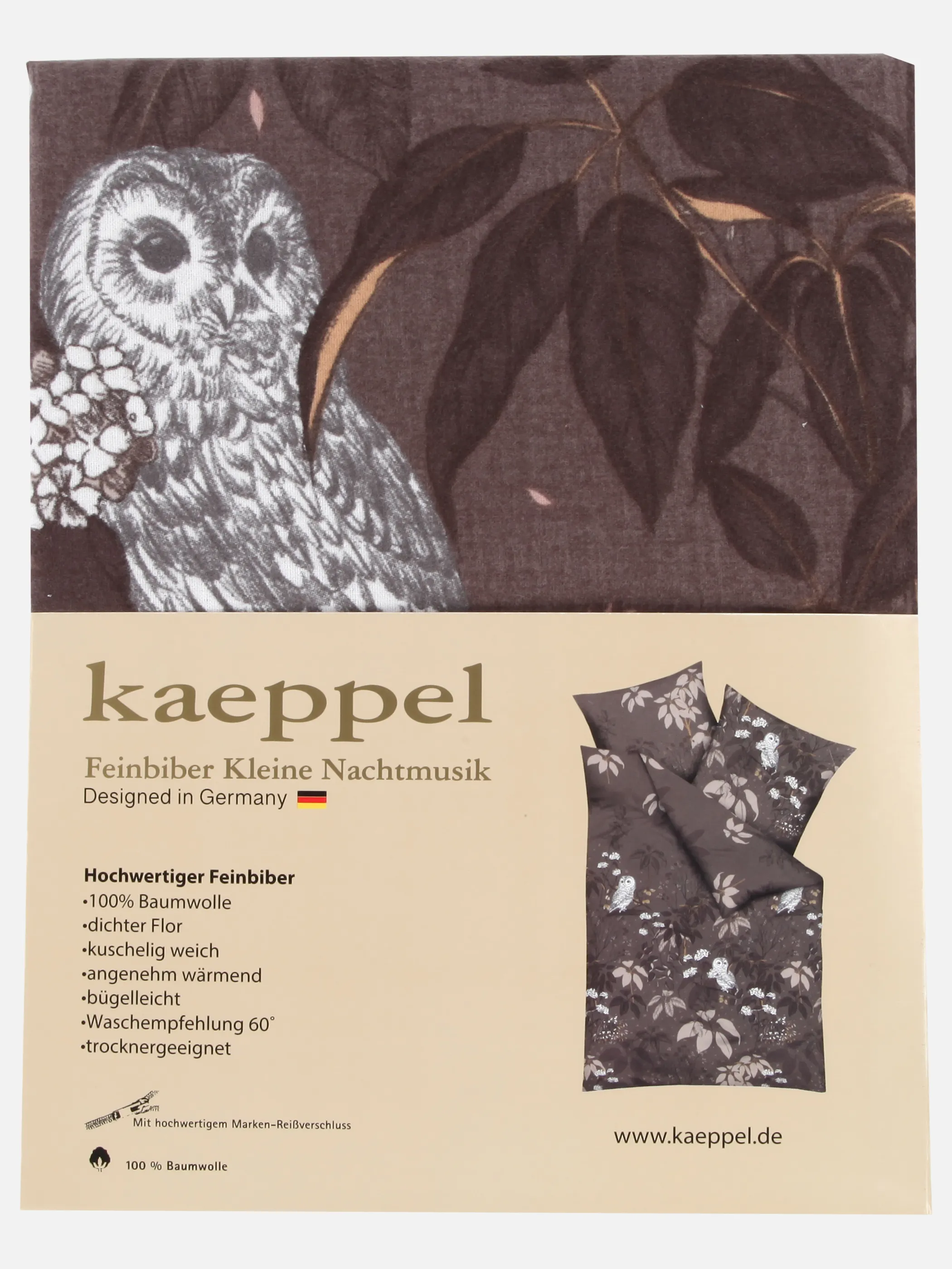 Kaeppel I Biberbettwäsche Schneeeule 155 Braun 918621 BRAUN 2