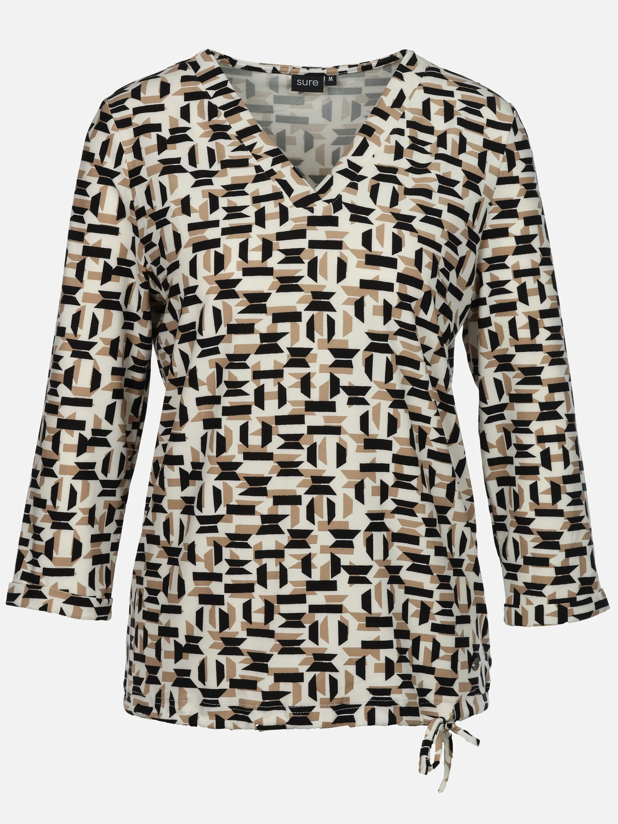 Sure Da-Shirt m. Alloverprint Beige 933602 OXFORDTAN 1