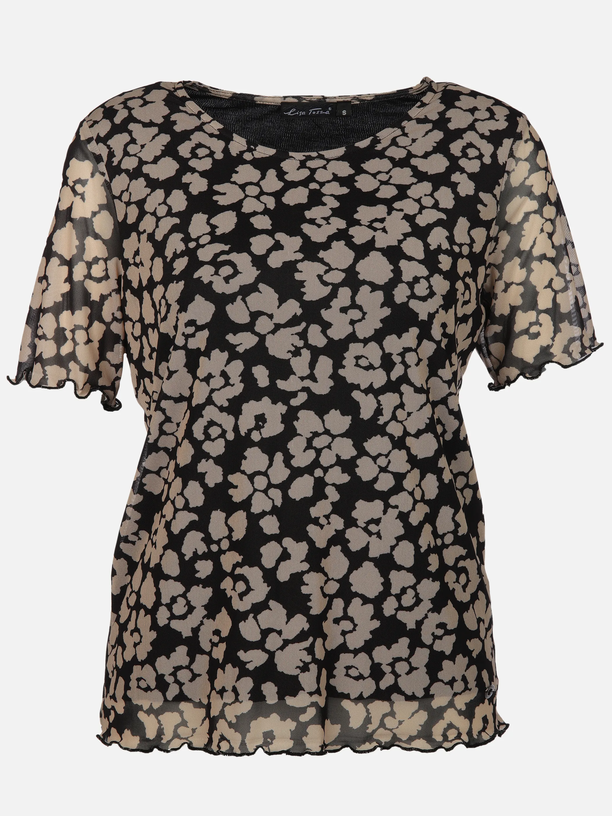 Lisa Tossa Da-Meshshirt m. Alloverprint Schwarz 894657 SWFRENCH 1