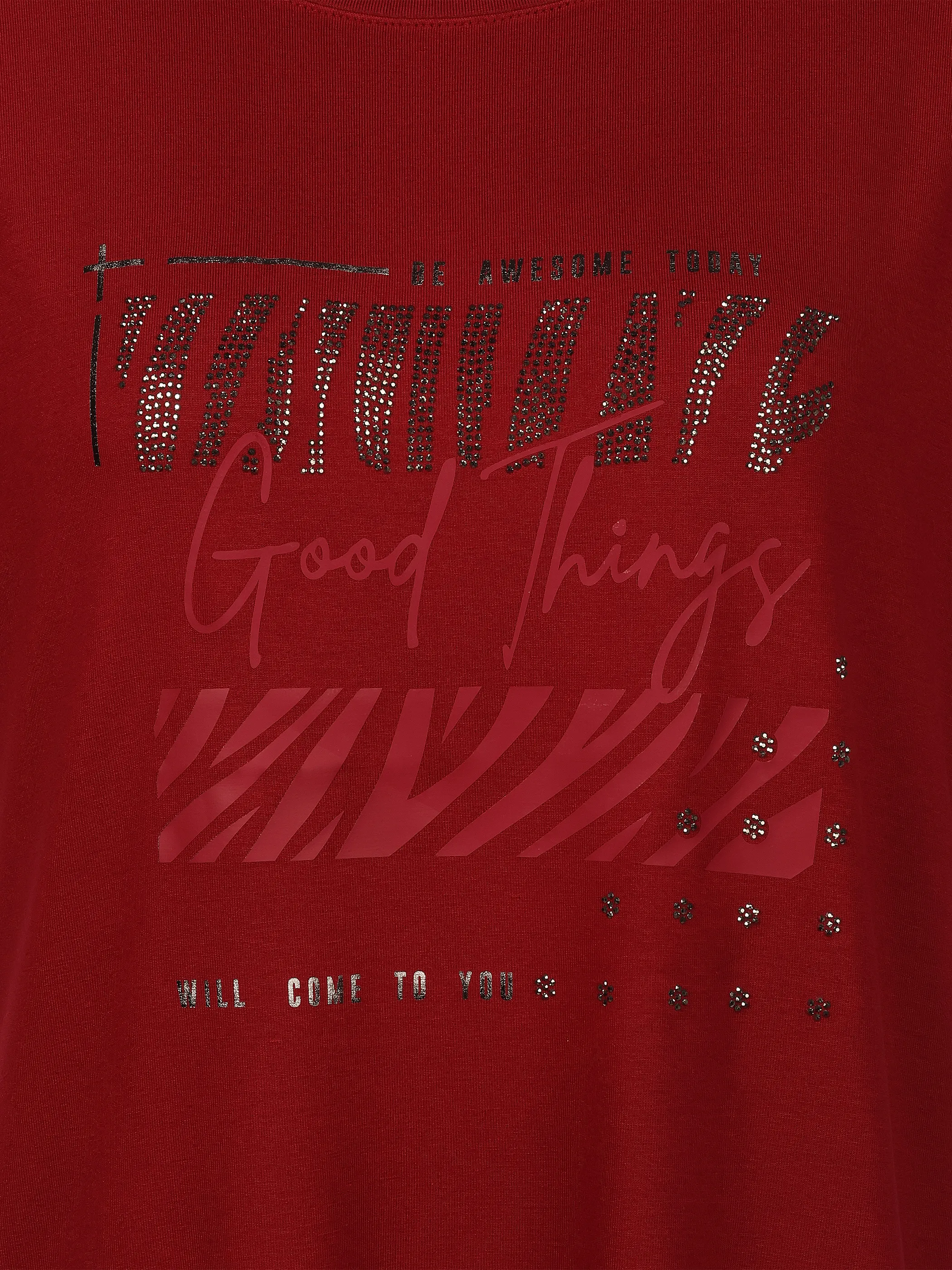 Lisa Tossa Da-Viskose Shirt m. Frontprint Rot 924862 RHUBARB 3