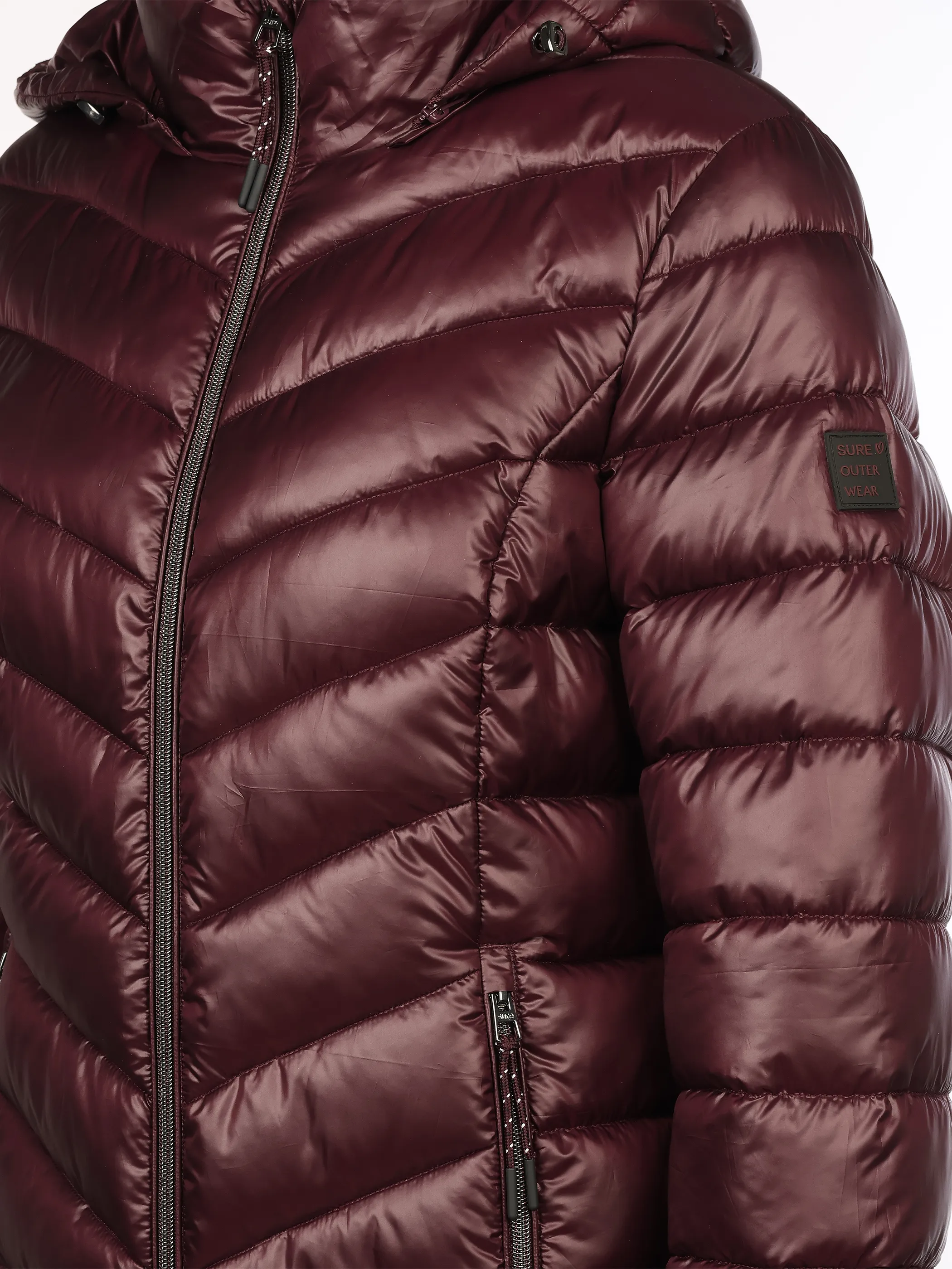 Sure Da. Steppjacke mit abnehmbarer Kapuze Rot 928651 BURGUND 4