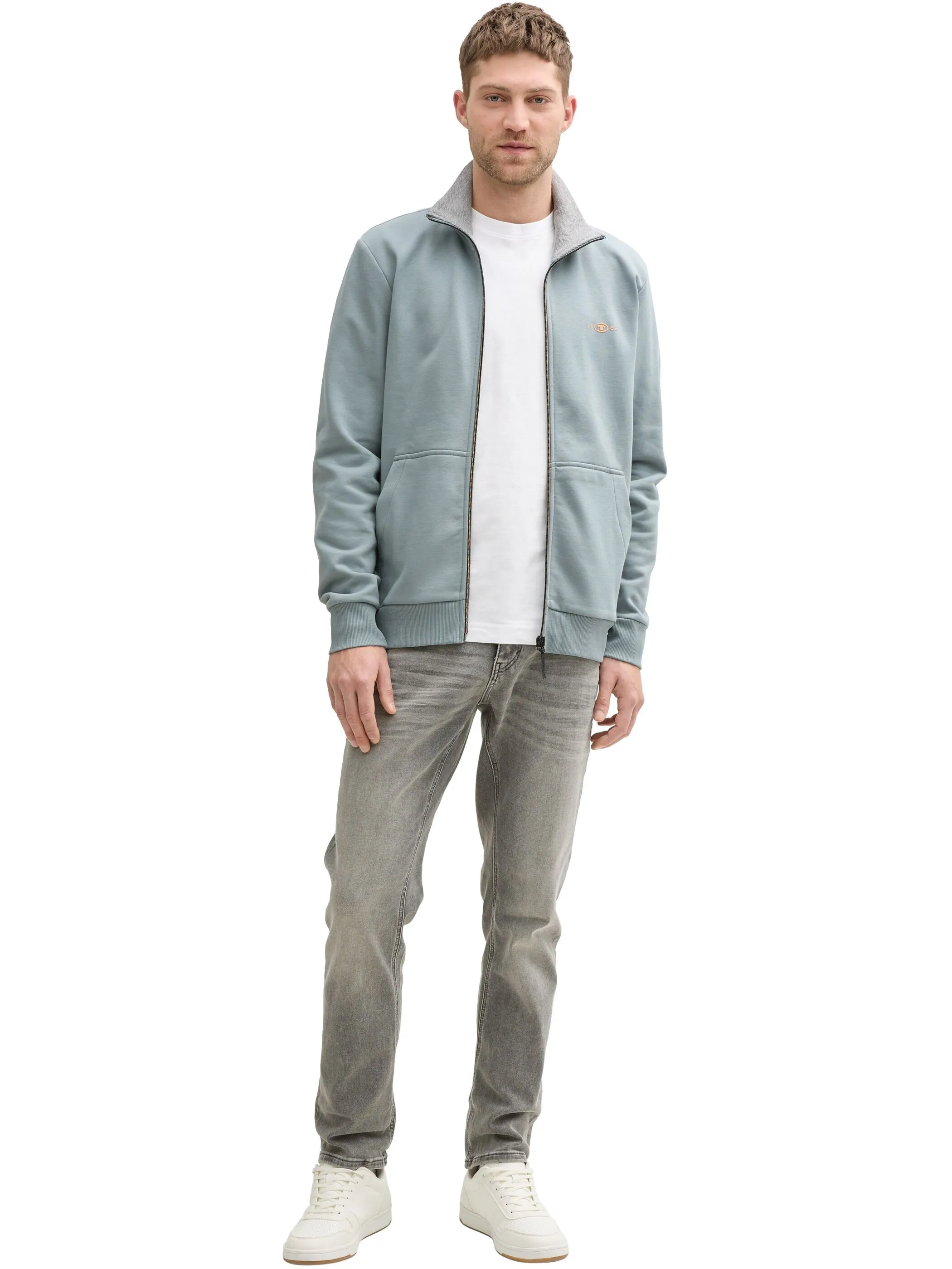 Tom Tailor 1045645 printed stand-up sweat jacket Grau 905882 27475 4