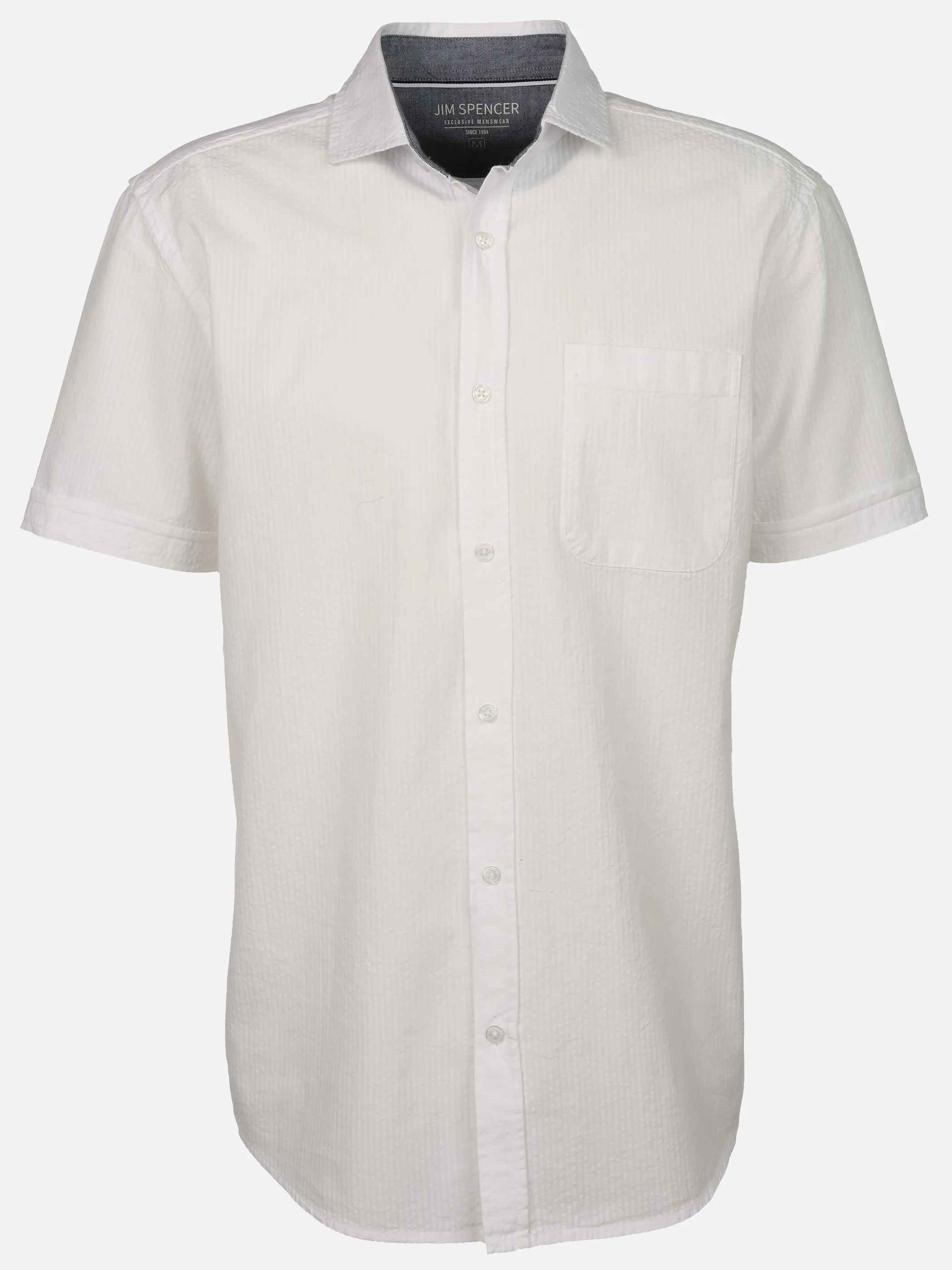Jim Spencer He. Seersuckerhemd 1/2 Arm uni Weiß 925270 WHITE 1