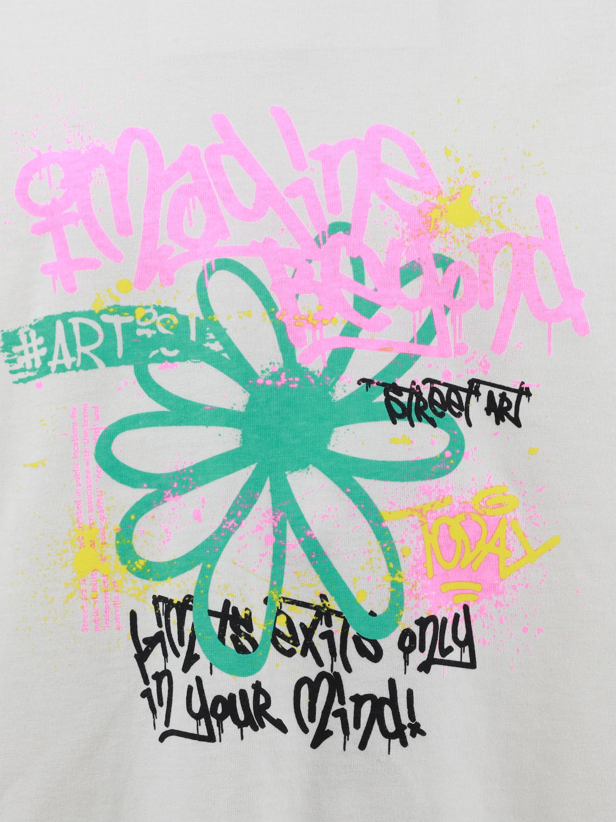 One Way JM T-Shirt mit Grafittifrontprint in Weiß Weiß 905777 WEIß 3