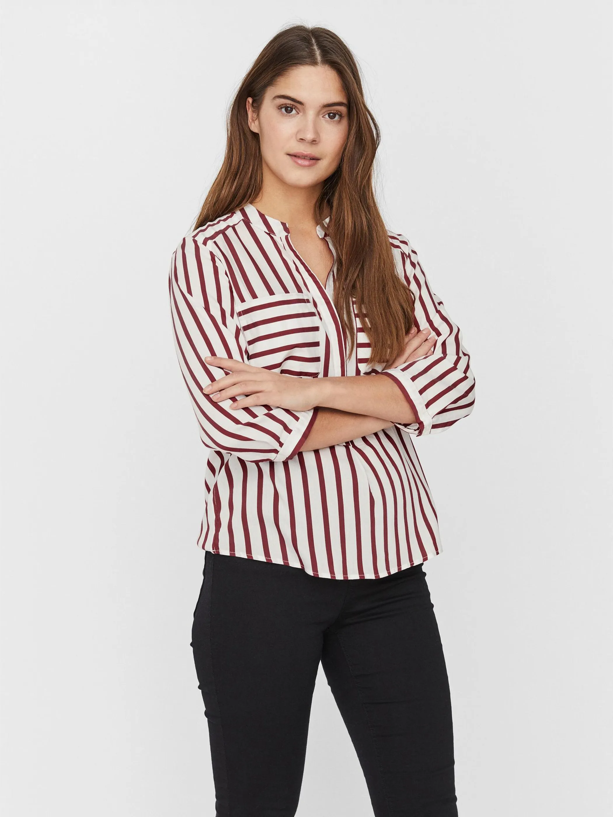 Vero Moda 10168581 VMERIKA STRIPE 3/4 SH Weiß 760046 175598031 4