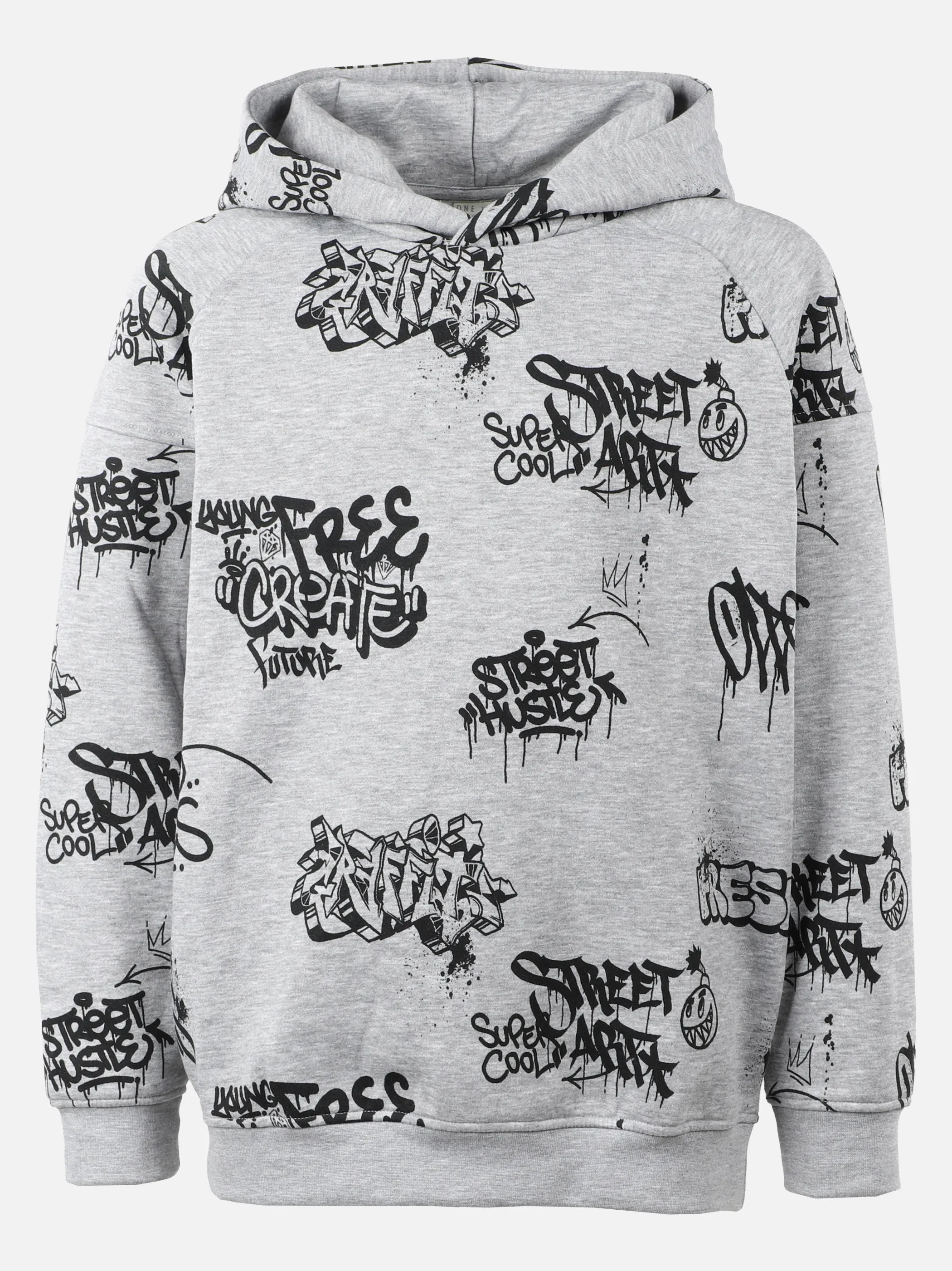 One Way JJ Sweatshirt grau mit AOP Grau 930329 GRAU MEL. 1