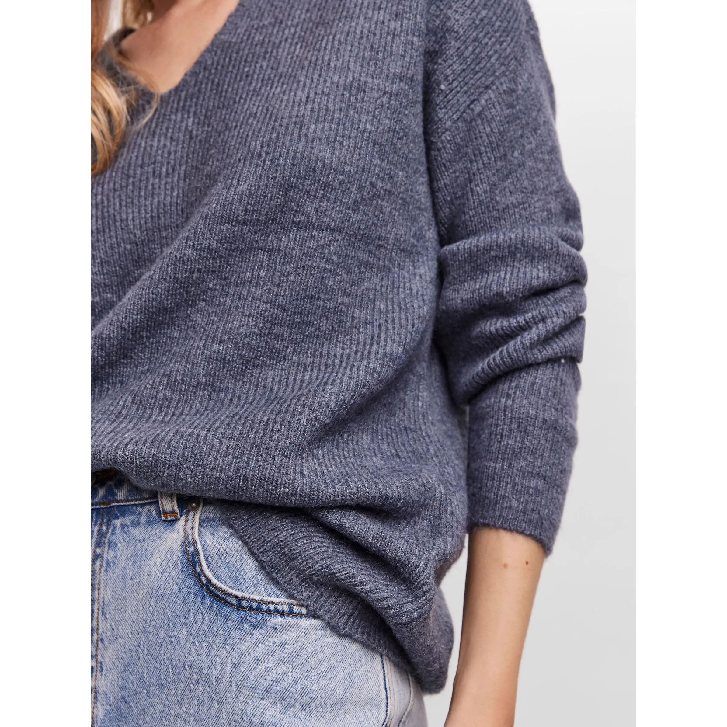 Vero Moda 10233357 VMCREWLEFILE LS V-NEC Grau 842583 186318002 3