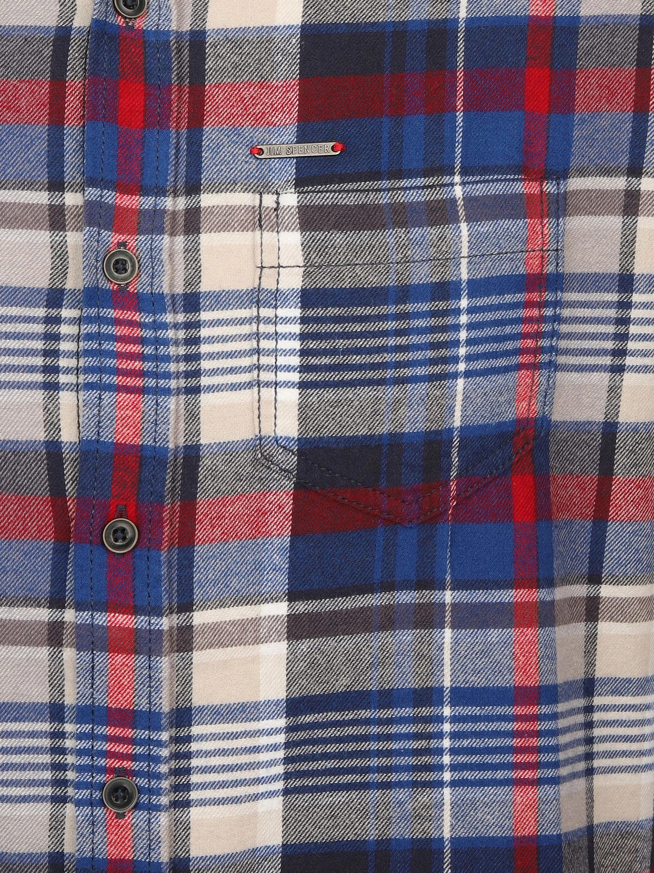 Jim Spencer He. Flanellhemd 1/1 Arm brushed Blau 897673 BLUE 3