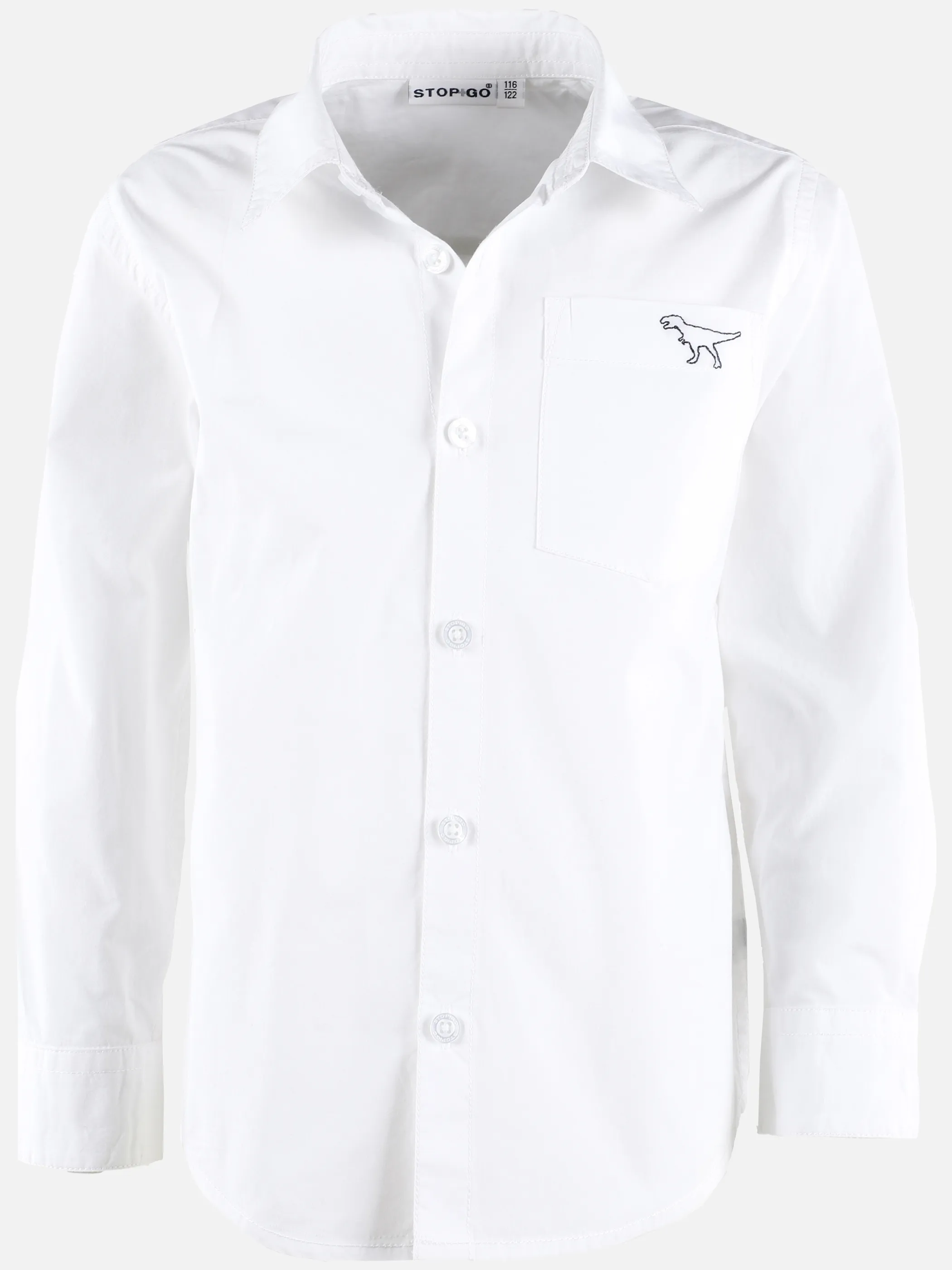 Stop + Go KJ Langarm Hemd mit kleiner Dino Stickerei in weiß Weiß 890567 WEIß 1 Stop + Go KJ Langarm Hemd mit kleiner Dino Stickerei in weiß Weiß 890567 WEIß 1
