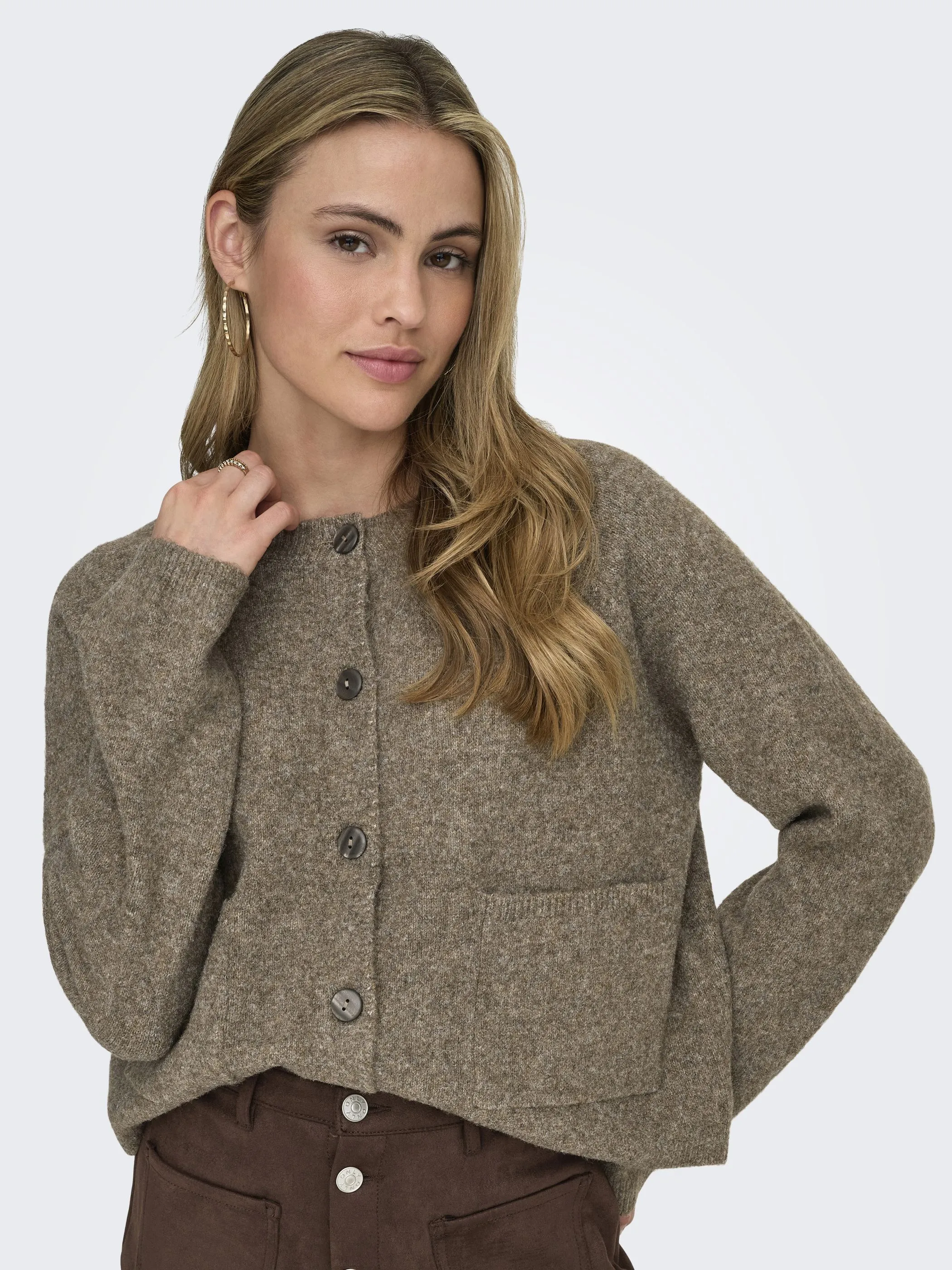 Only 15344118 ONLPIEMONTE L/S CARDI Braun 913077 239935001 3