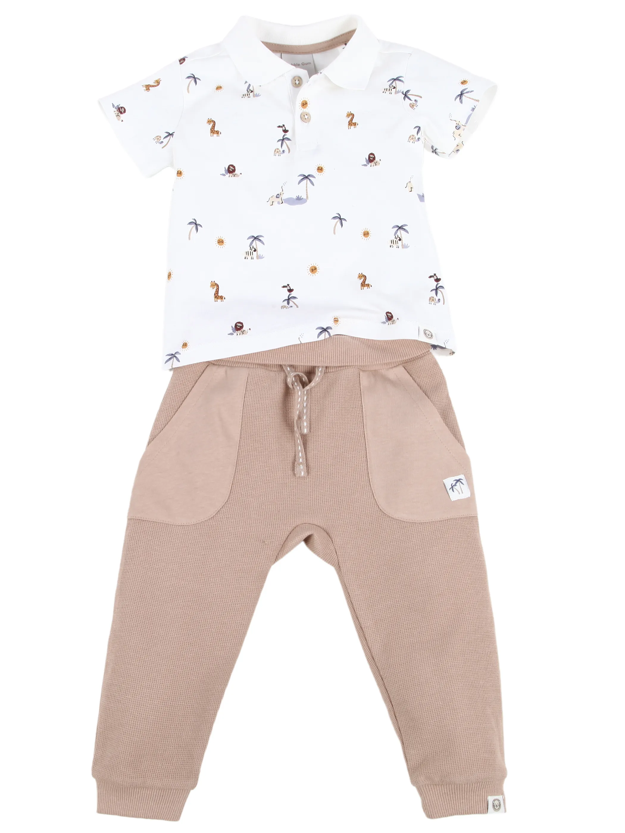 Bubble Gum BJ 2 pcs Set Polo Shirt + Joggpant Weiß 924774 WEIß/TAUPE 1