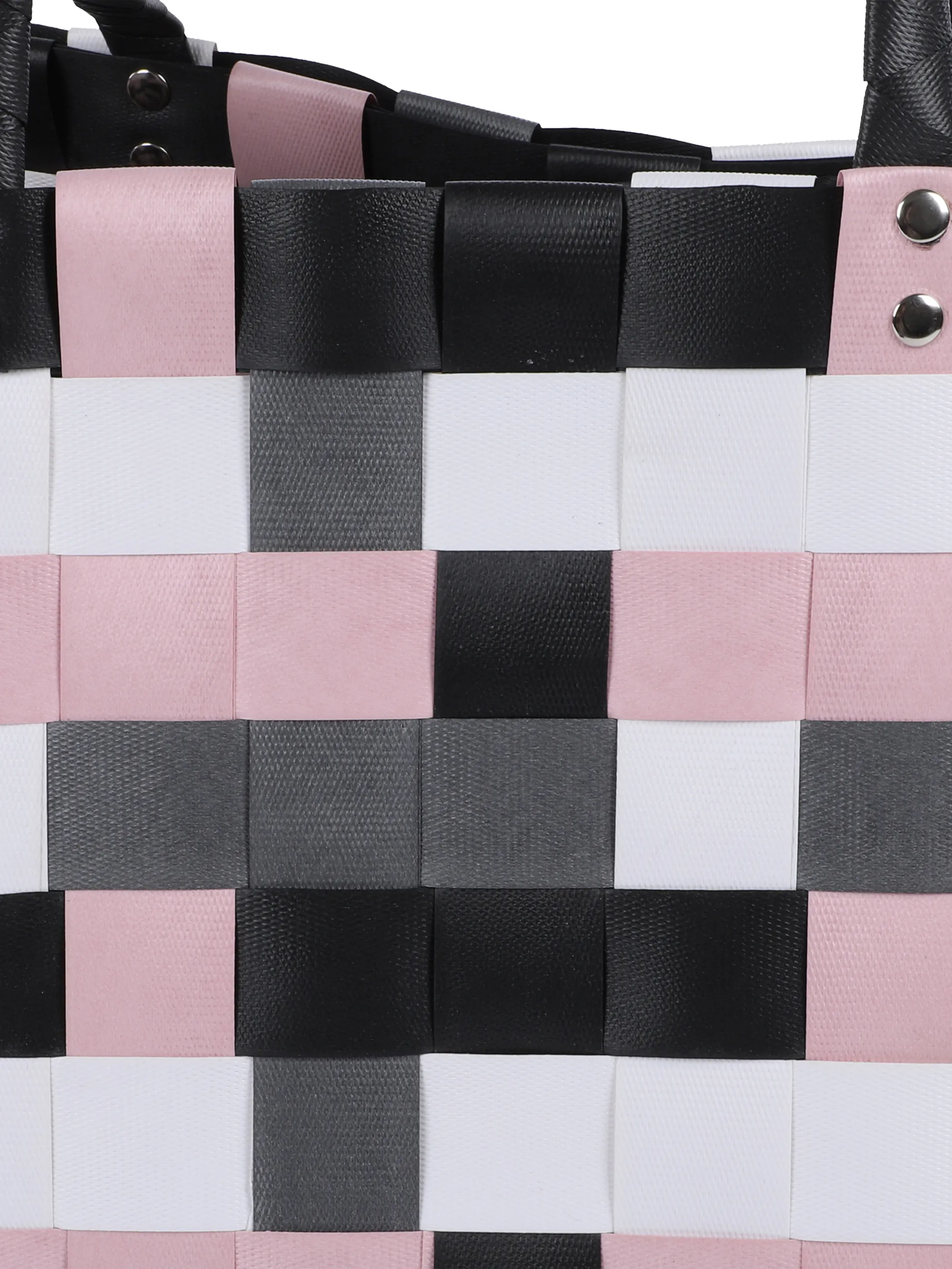 Koffer/Taschen Shopper bunt kariert geflochte Rosa 861214 ROSE 3