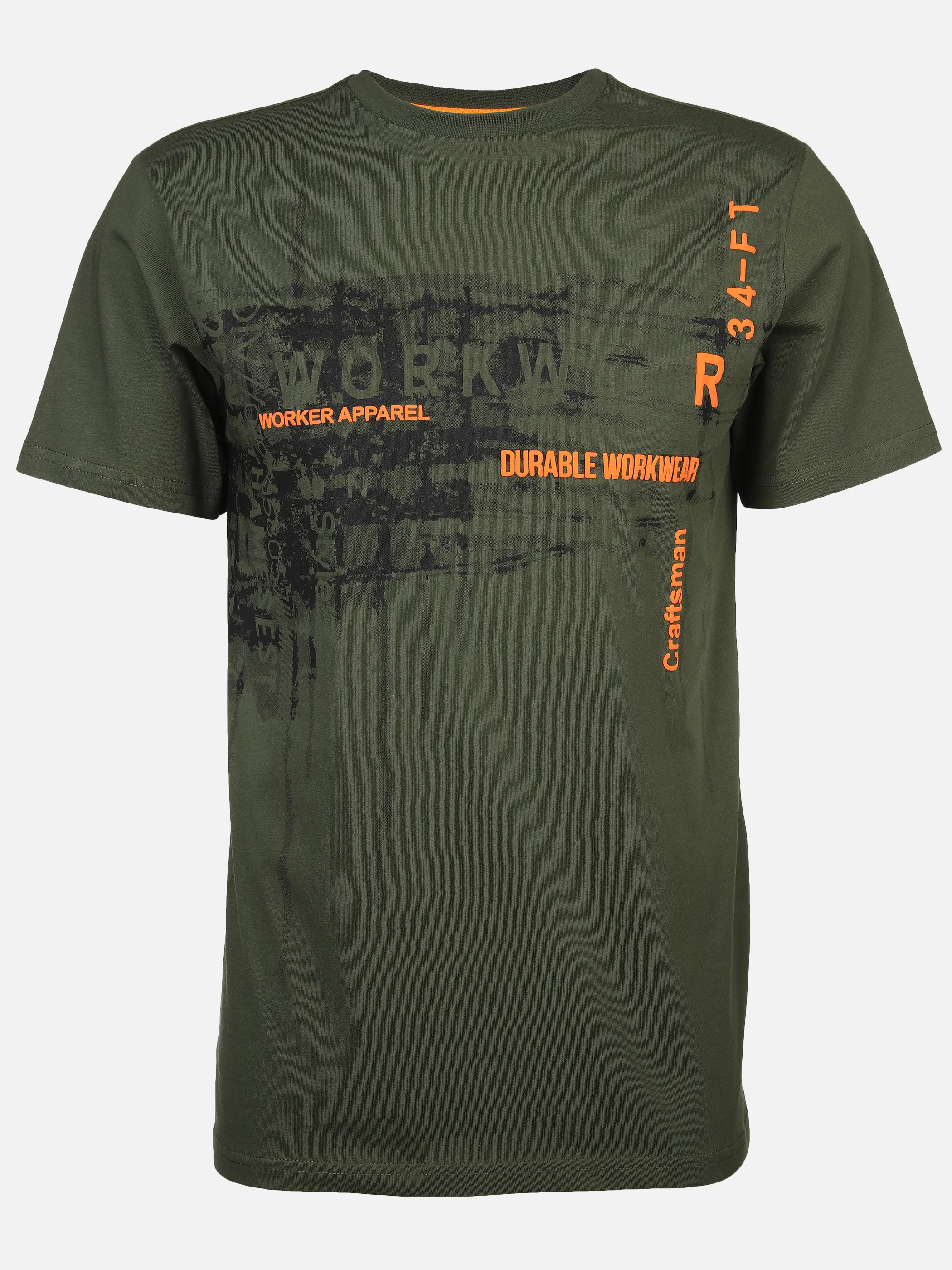 Worker He. T-Shirt 1/2 Arm Druck Oliv 890466 KHAKI 1