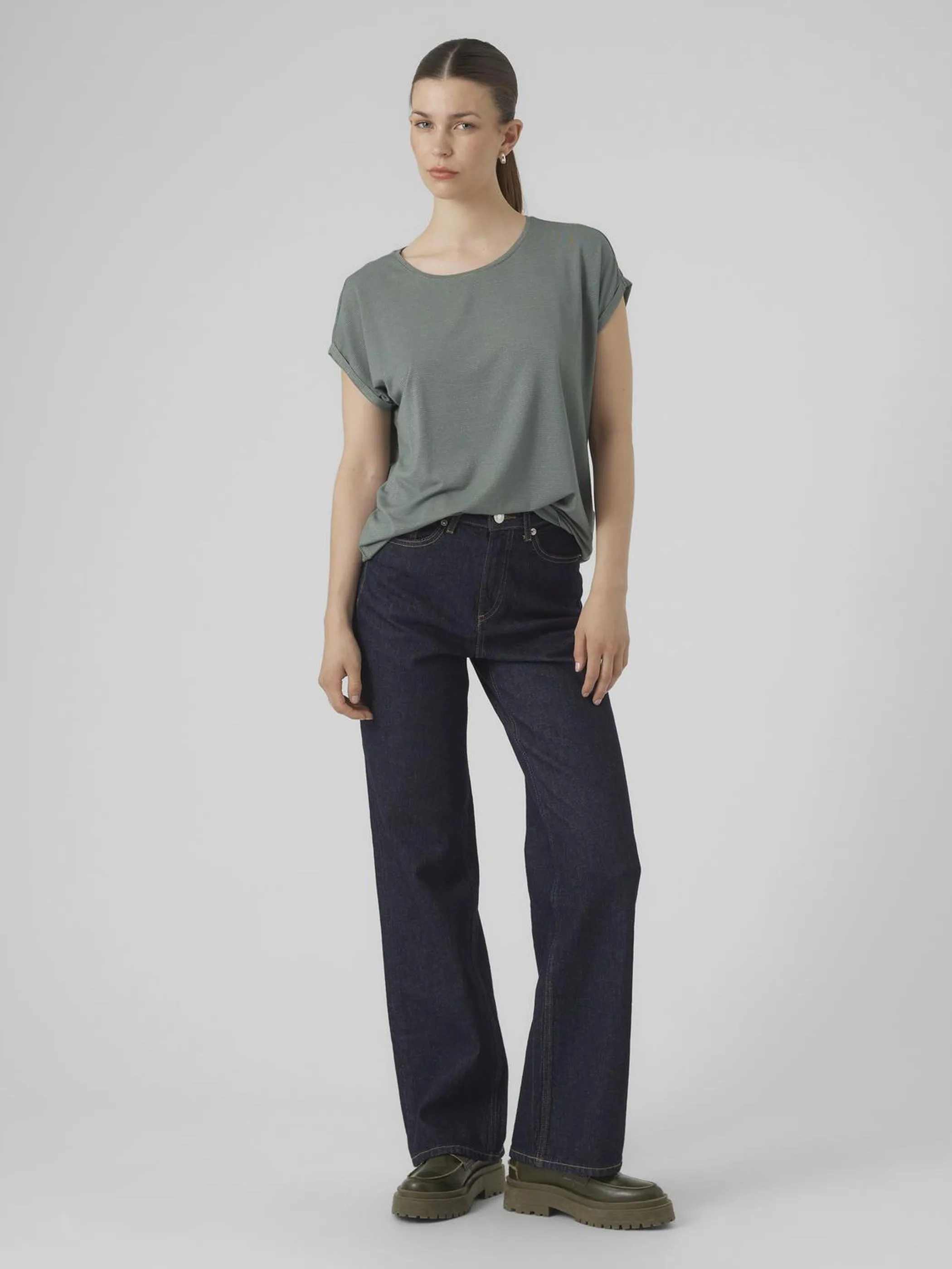 Vero Moda 10250488 VMLAVA GLITTER SS TOP STRIPE Grün 852566 267995003 4