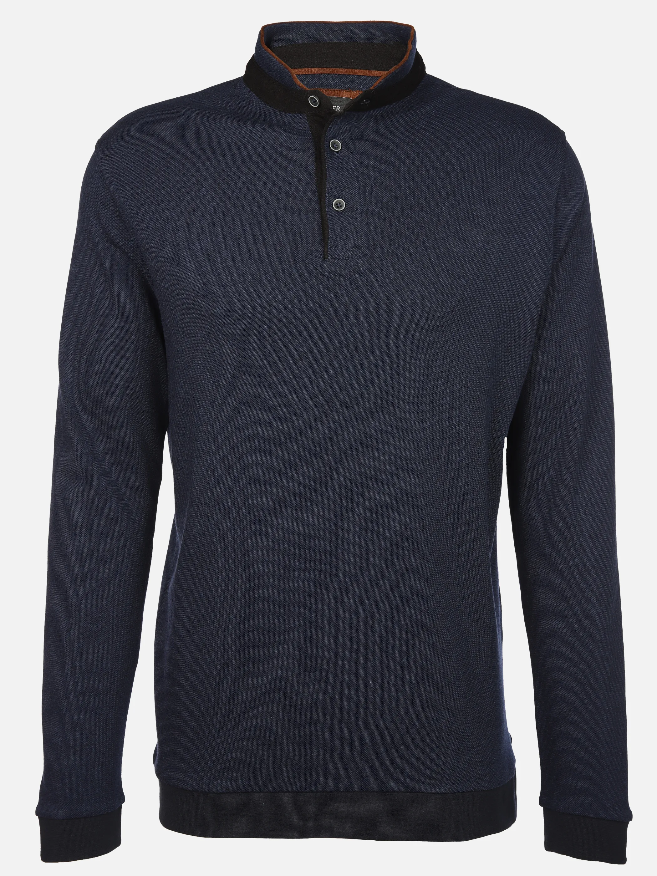 Jim Spencer He. Stehkragenpolo 1/1 Arm melange Blau 913607 NAVY 1