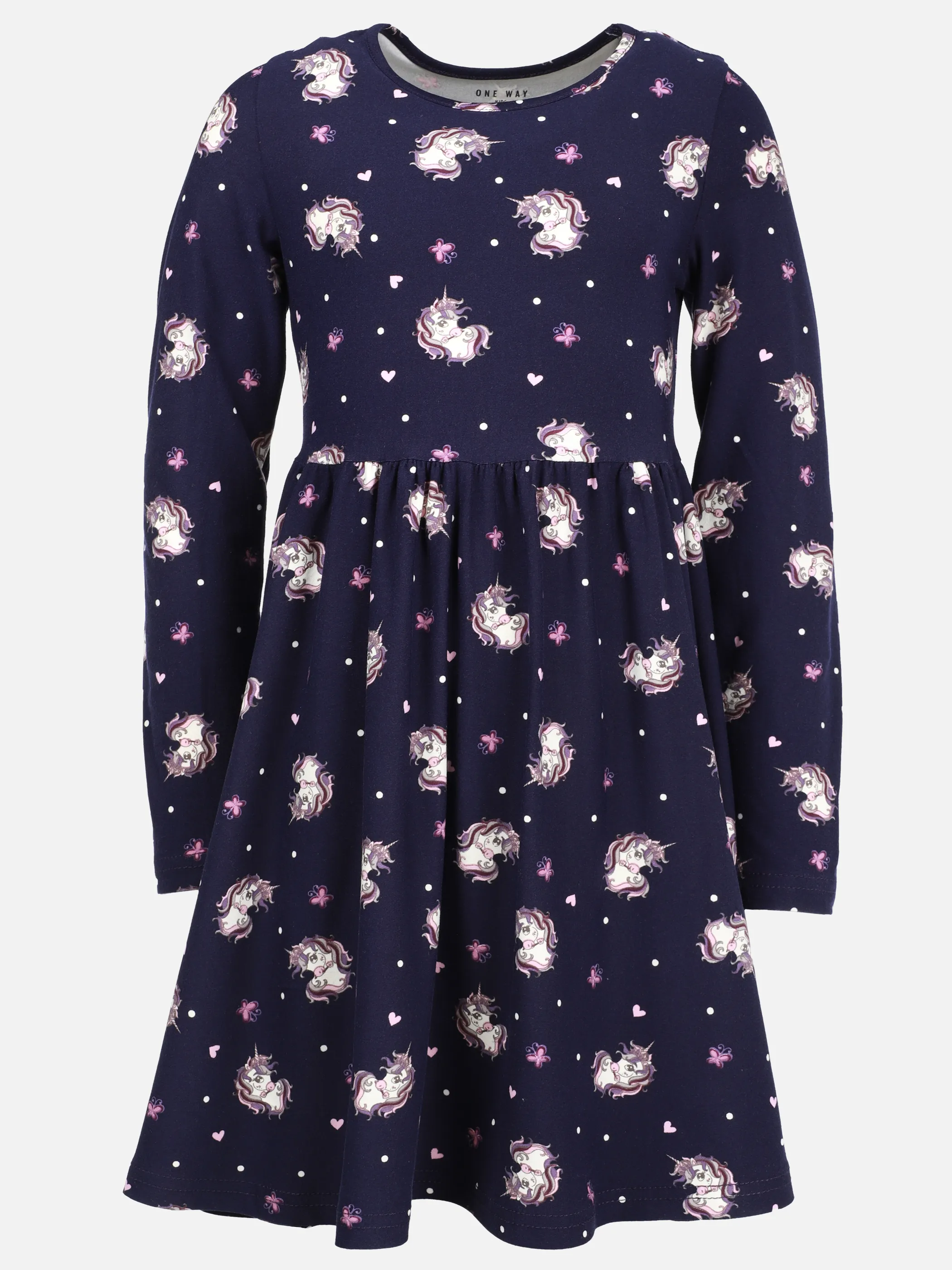 One Way KM Longsleeve Kleid mit Einhorn AOP in Blau 913335 DUNKELBLAU 1