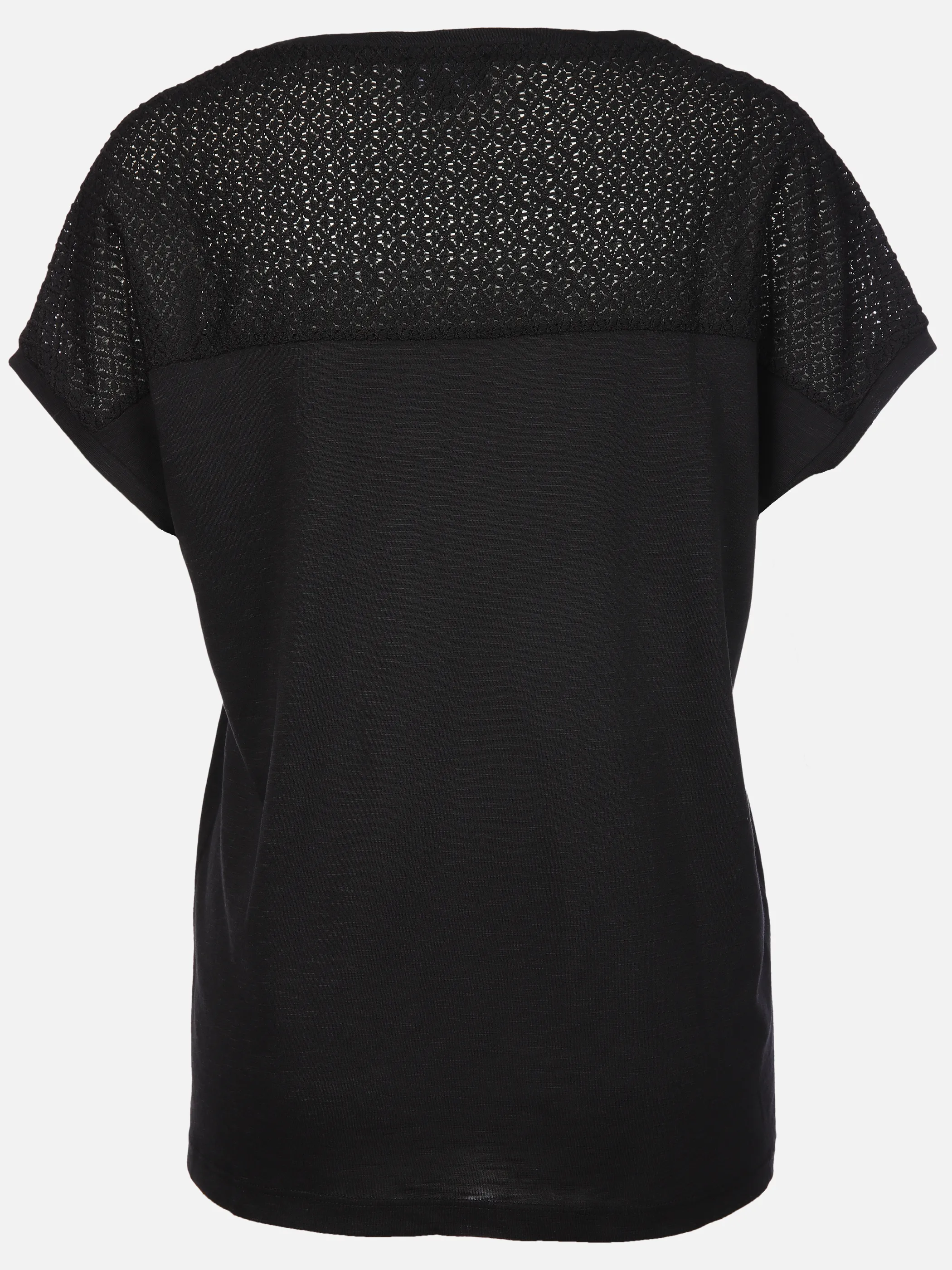 Sure Da-T-Shirt m. Materialmix Schwarz 889907 BLACK 2 Sure Da-T-Shirt m. Materialmix Schwarz 889907 BLACK 2