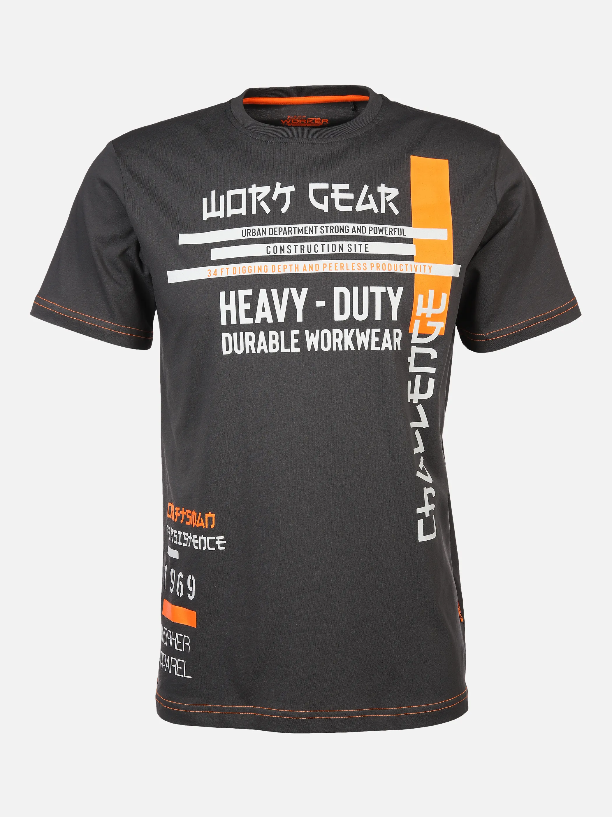 Worker He. T-Shirt 1/2 Arm print Grau 879104 GRAPHIT 1 Worker He. T-Shirt 1/2 Arm print Grau 879104 GRAPHIT 1