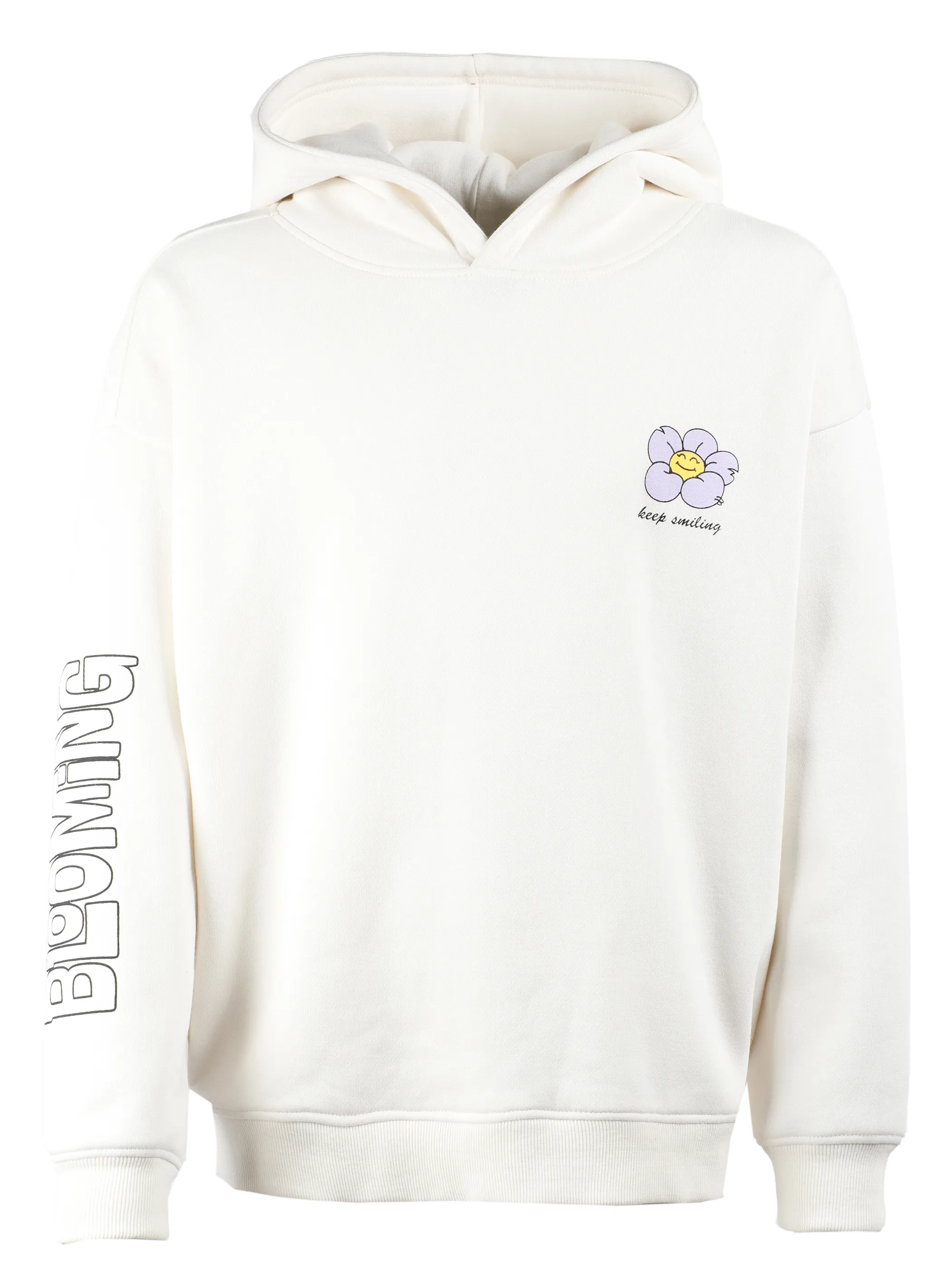 One Way JM Hoodie "keep Blooming" Backprint in offwhite Weiß 916237 OFFWHITE 1