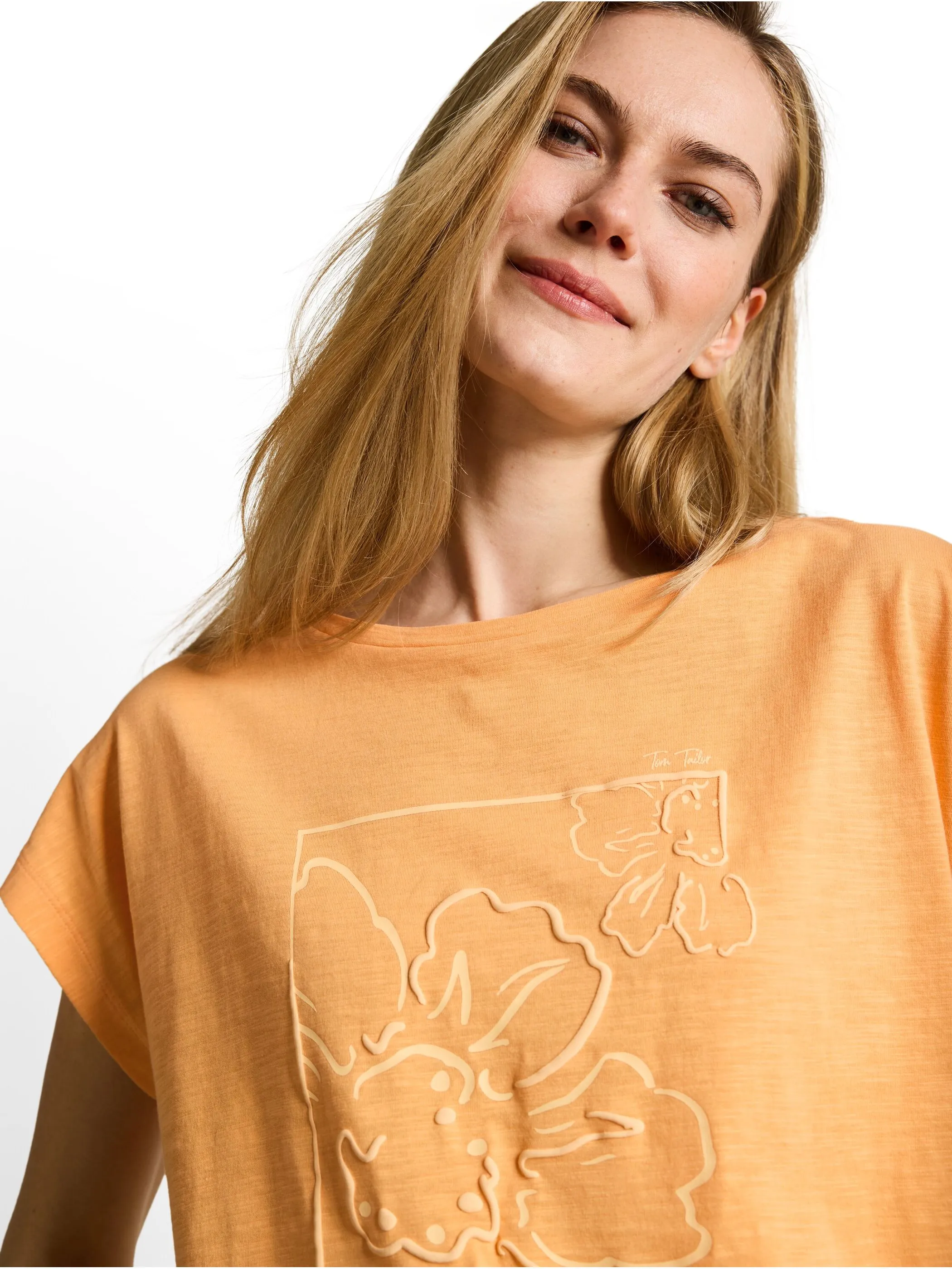 Tom Tailor 1052158 T-shirt overcut with front art Orange 926009 22225 3