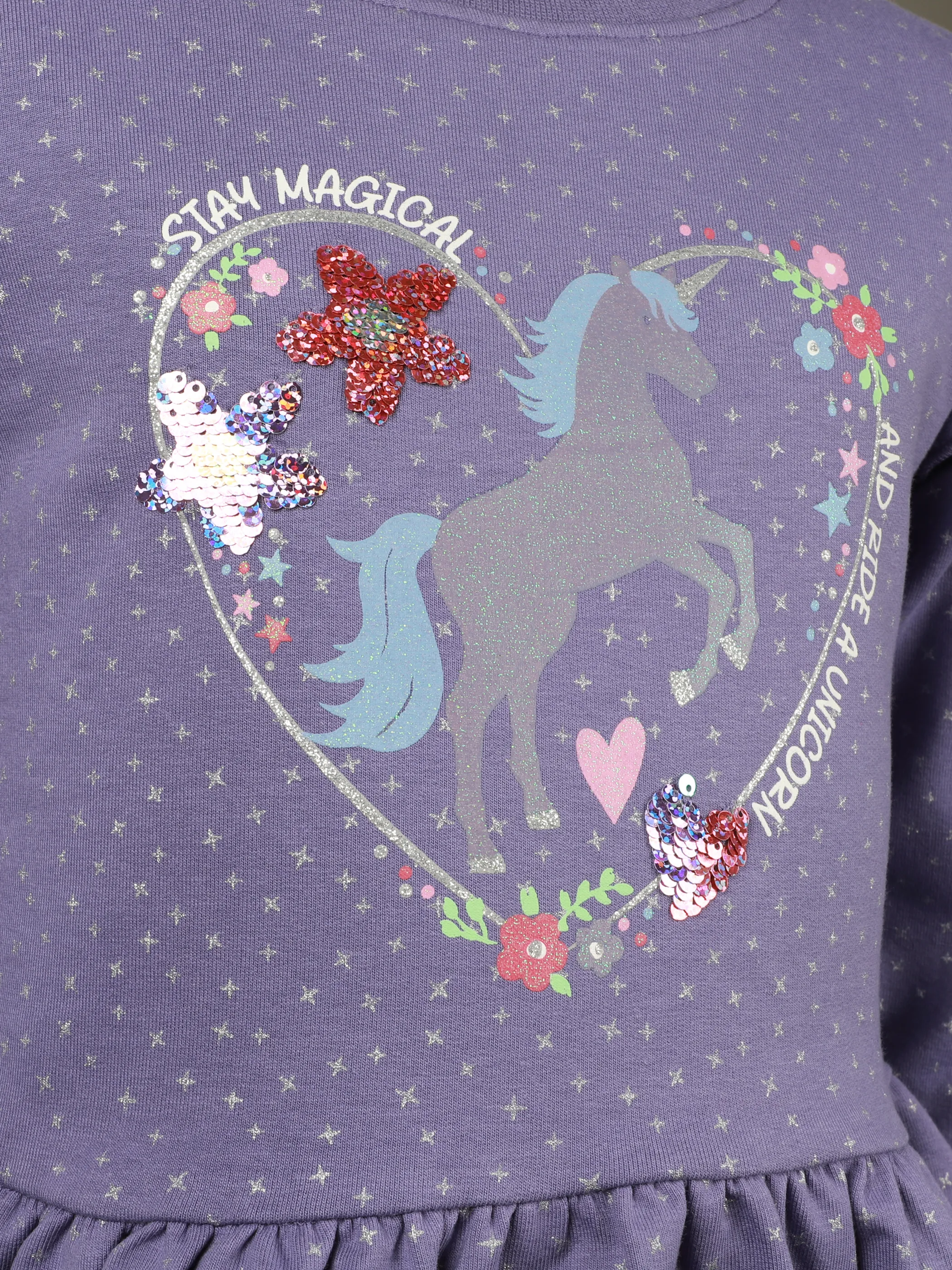 One Way KM Kleid lila mit Einhorn glitzer Print Lila 929917 LIL 3