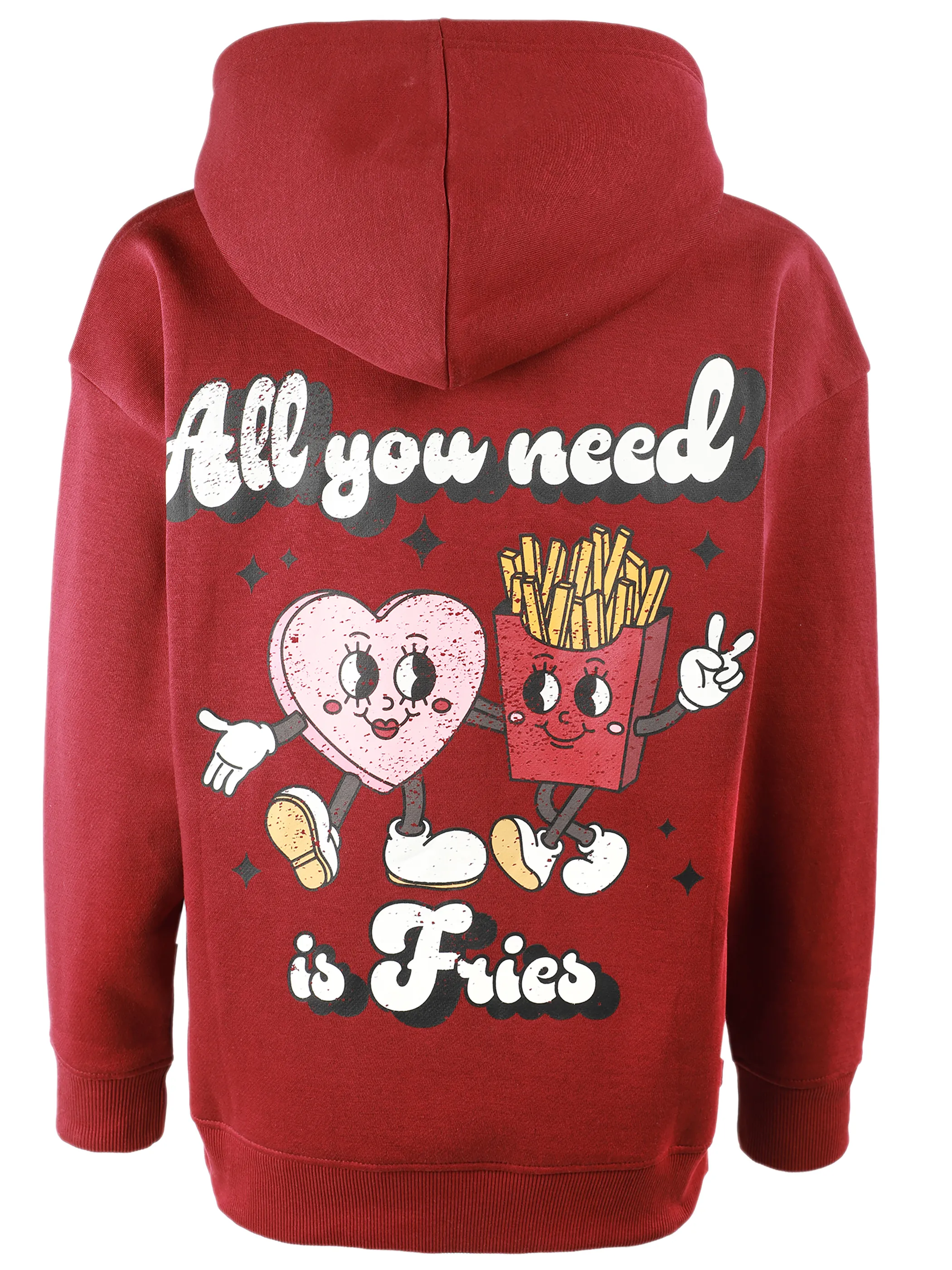 One Way JM Hoodie "All you need is Fries" Backprint in rot Rot 916194 BORDEAUX 2