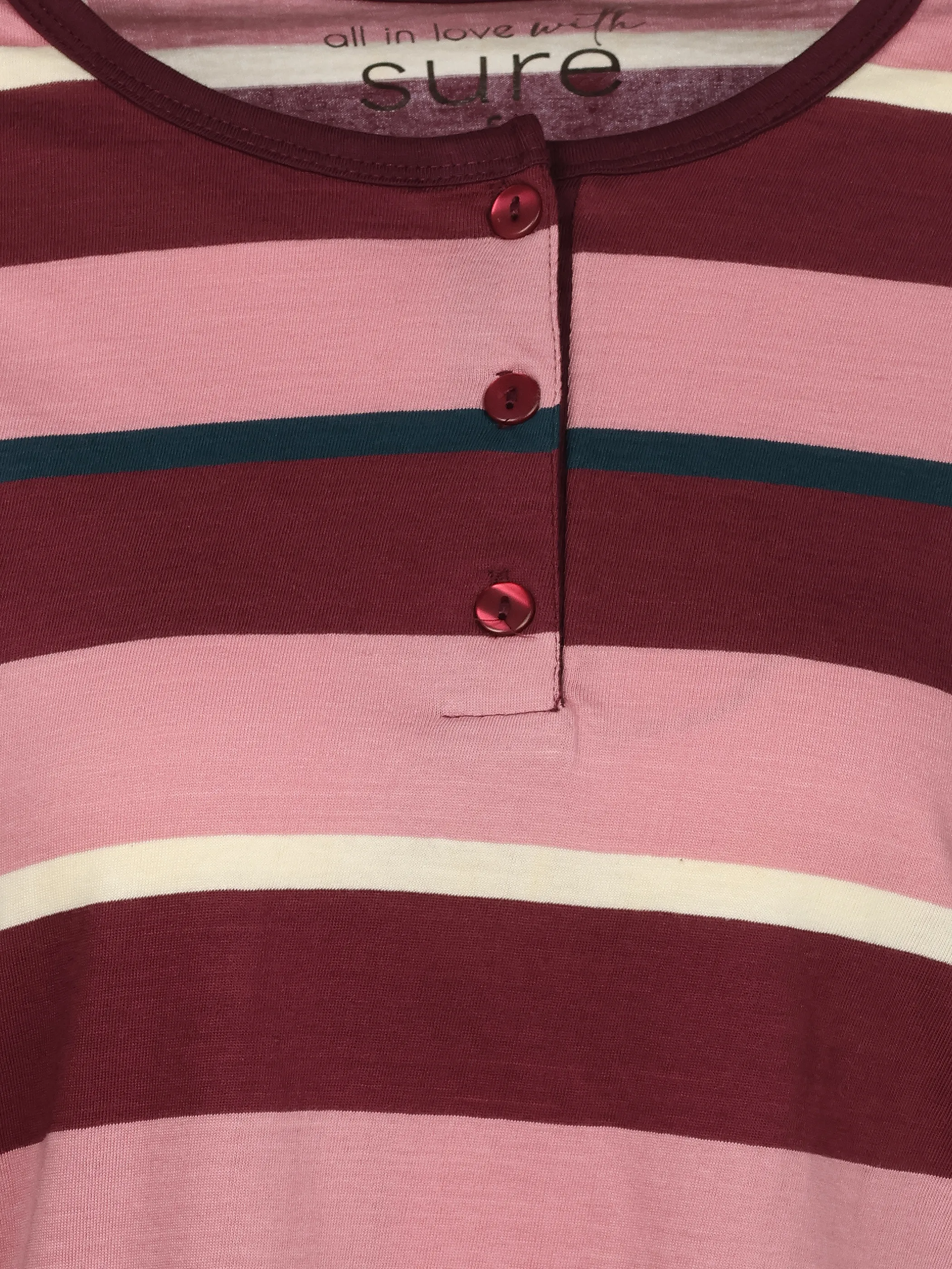 Sure Da. Schlafanzug gestreift Rot 930645 BORDO 3