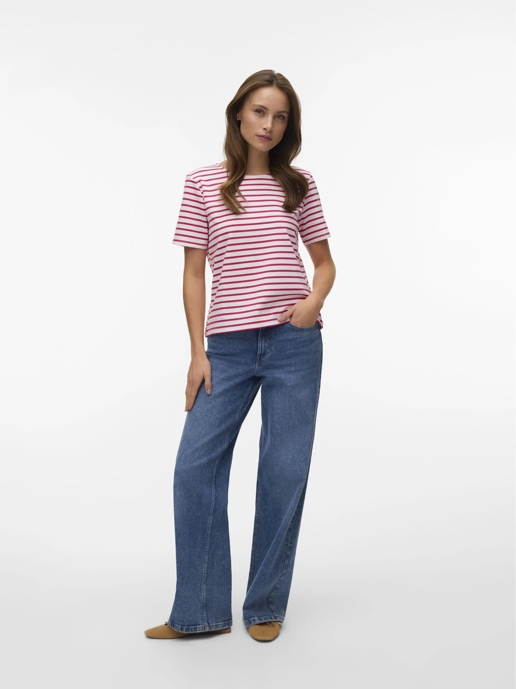 Vero Moda 10304716 VMABBY SS ZIP TOP JRS Weiß 891879 175598010