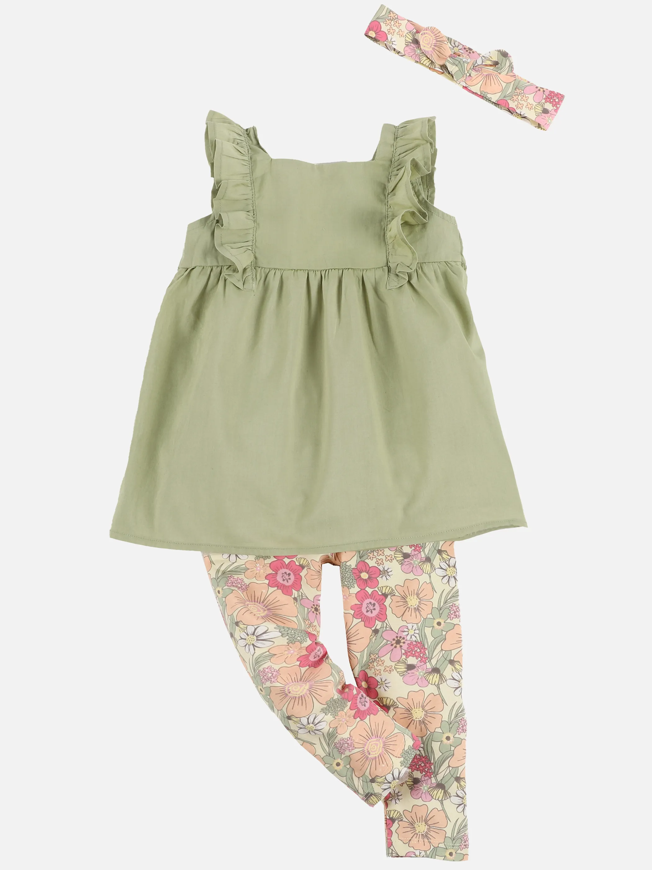 Bubble Gum BM 3tlg. Set Top, Leggings in khaki und weiß Grün 890446 KHAKI/WEIß 1