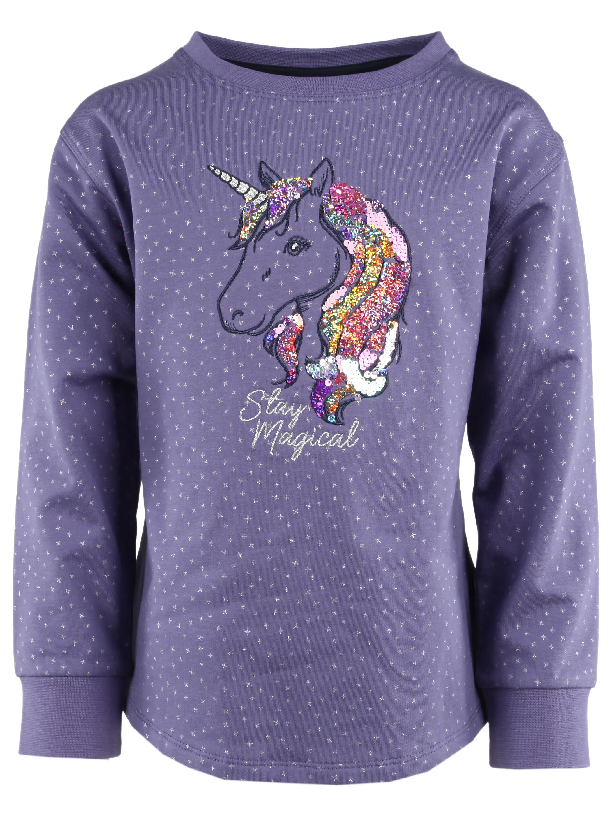 One Way KM Sweatshirt mit Einhornstickerei mit Pailletten Lila 929908 LIL 1